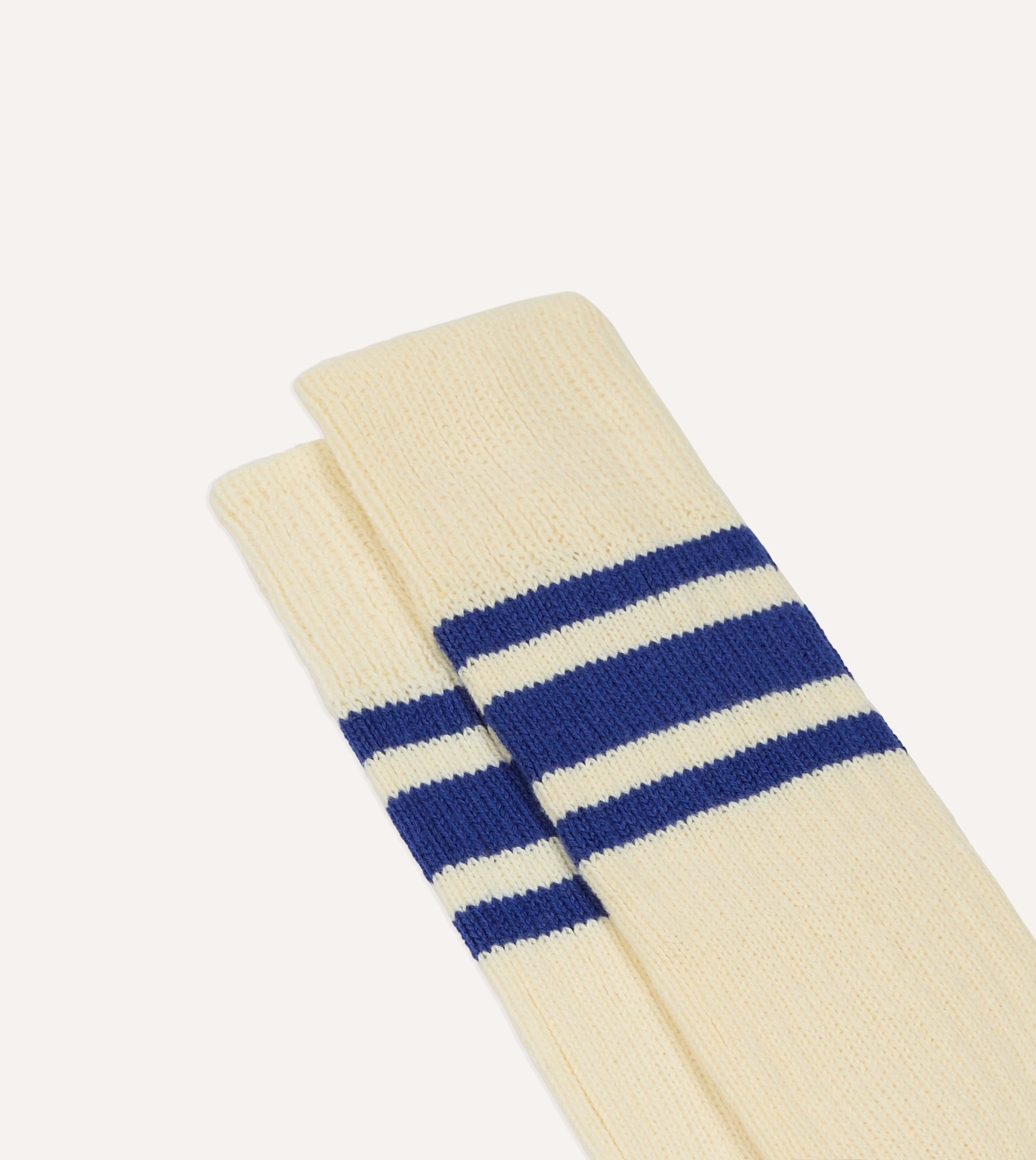 Ecru and Blue Striped Sport Socks - Image 3