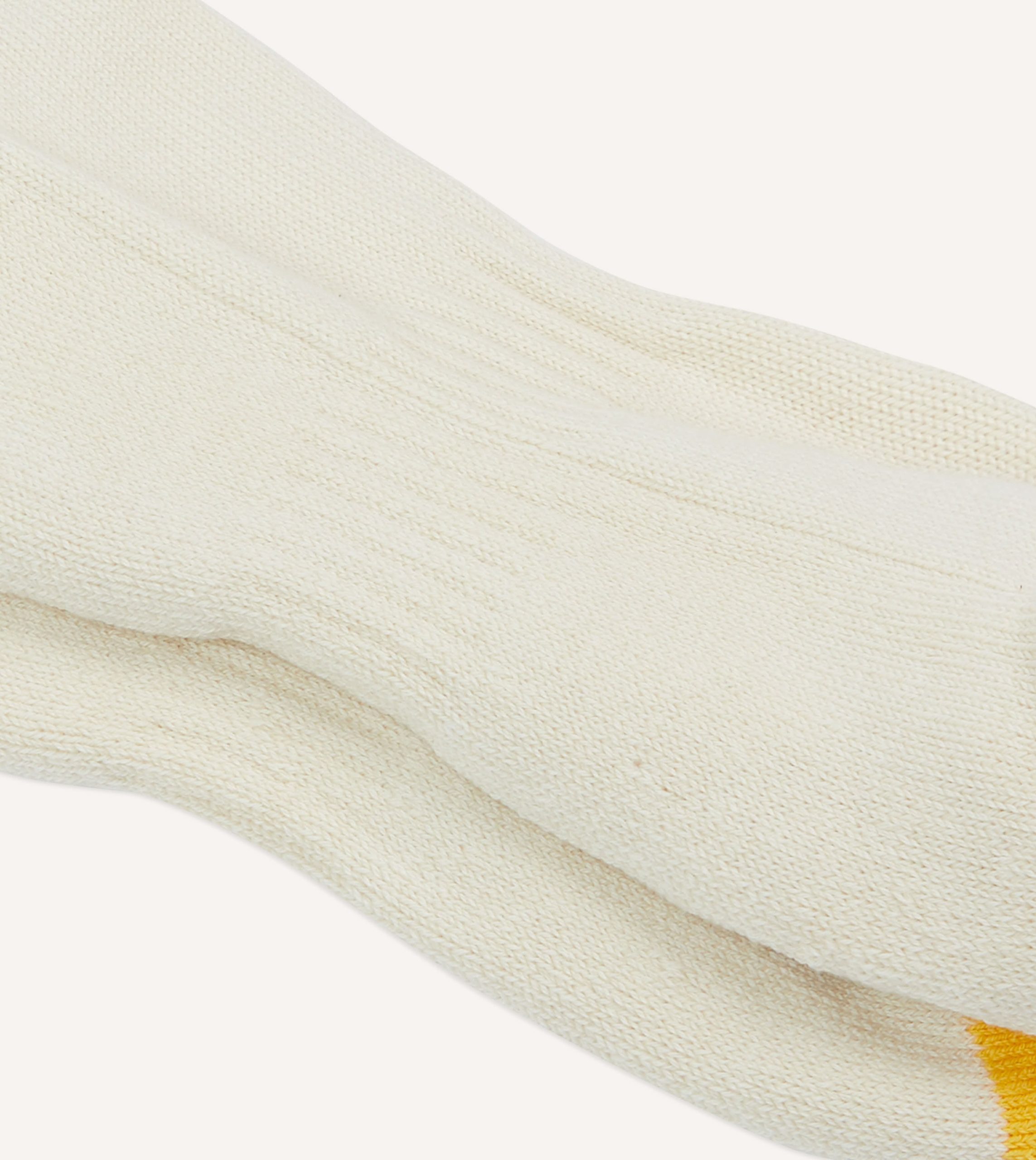 Ecru Multi 6 Stripe Cotton Sports Sock - Image 2