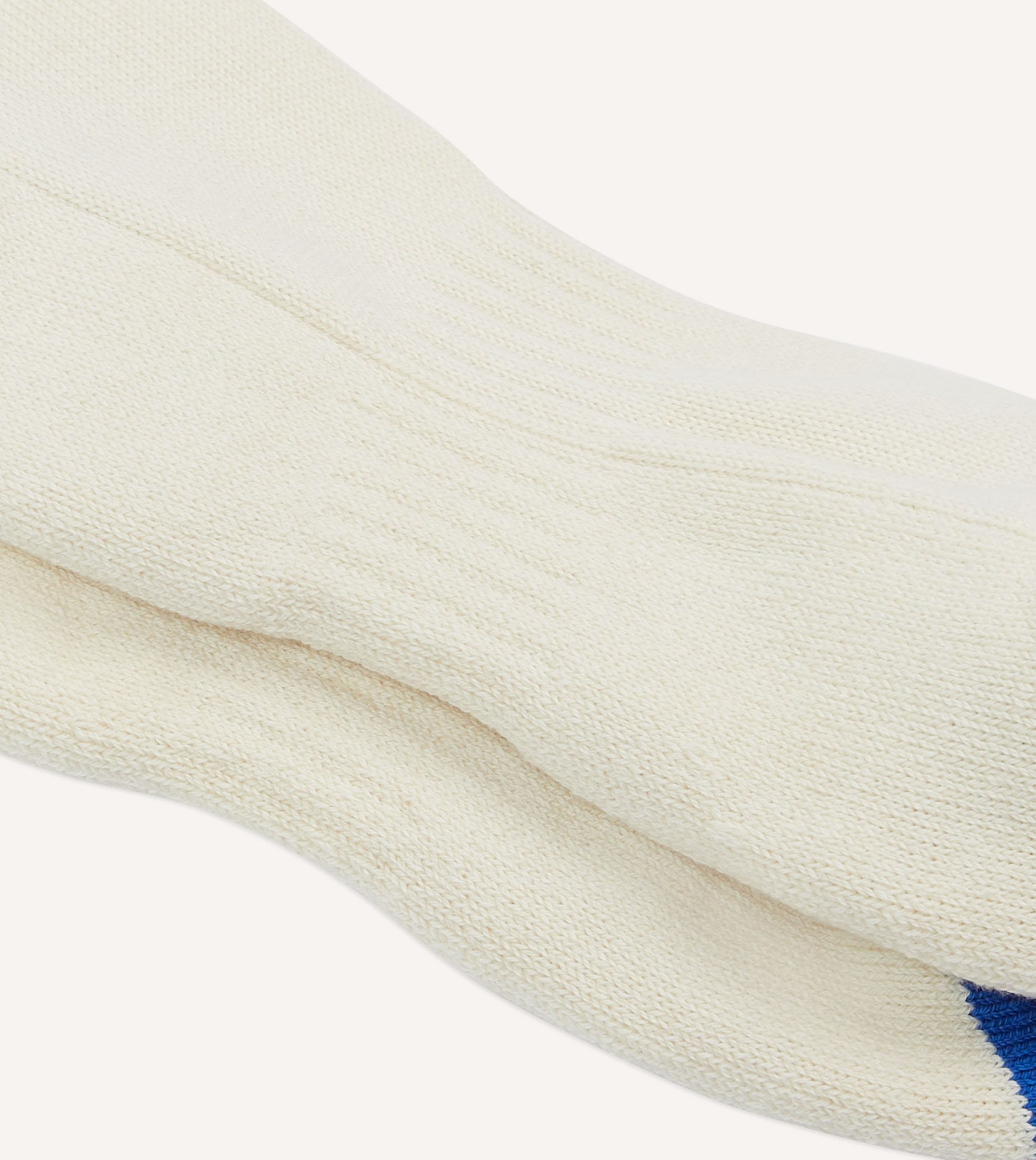 Ecru. Green and Orange 3 Stripe Cotton Sports Sock - Image 2