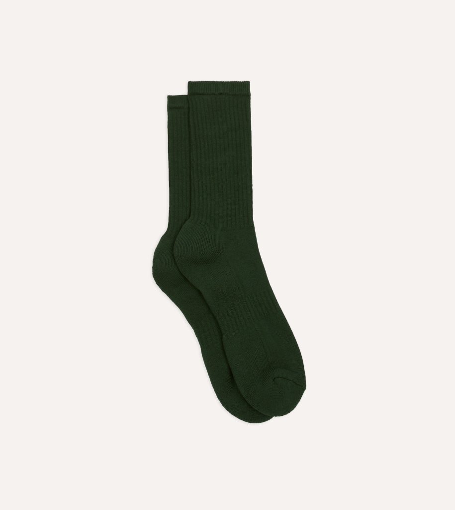 Forest Green Cotton Sports Socks
