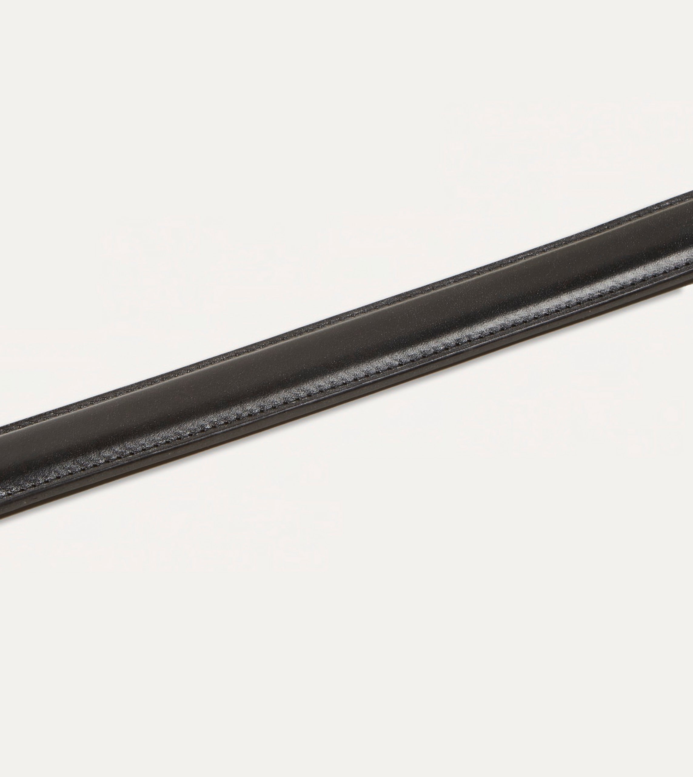 Black Fully Lined Bridle Leather Belt with Brass Buckle - Image 5