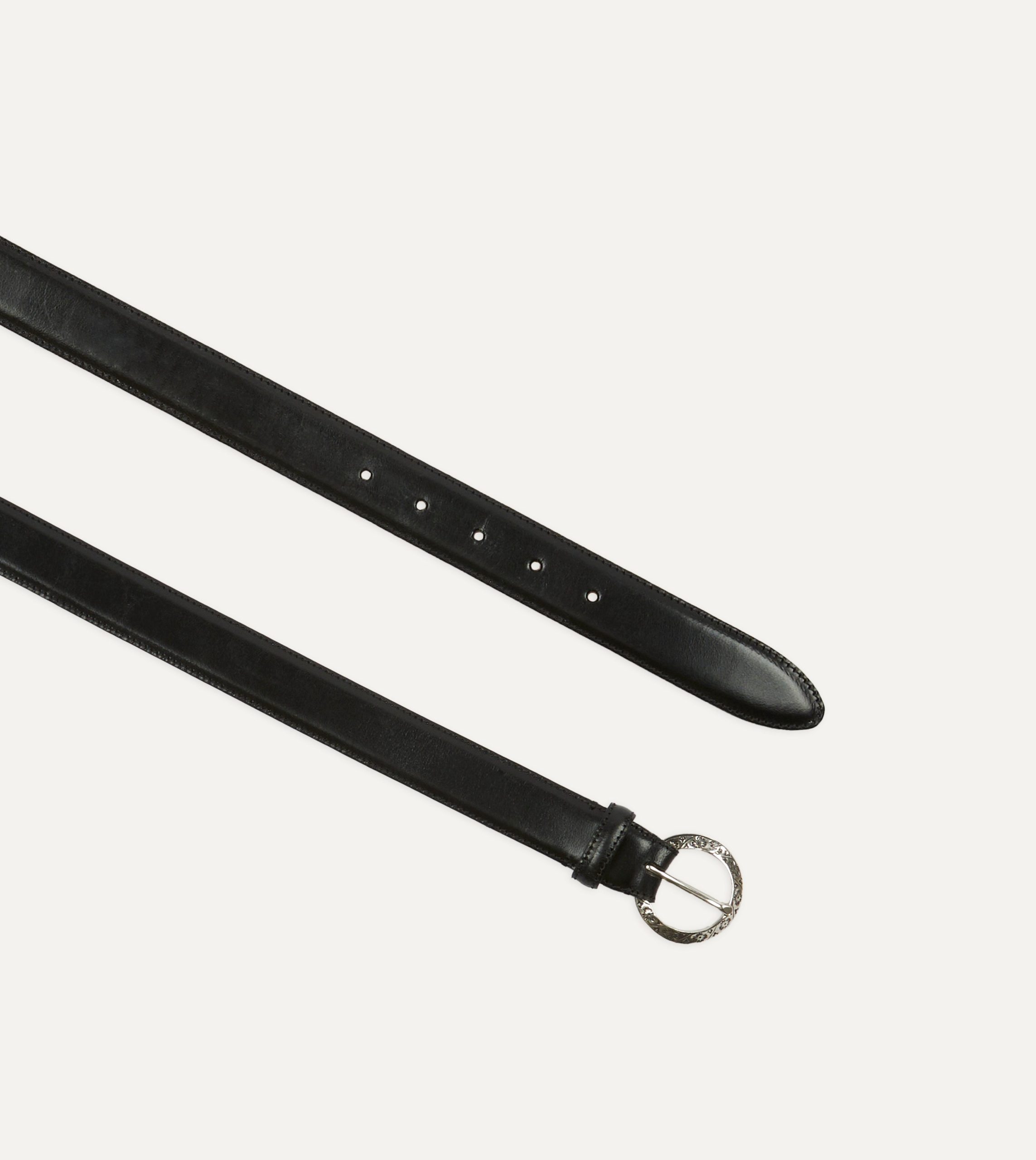 Black Bridle Calf Leather Western Belt - Image 2