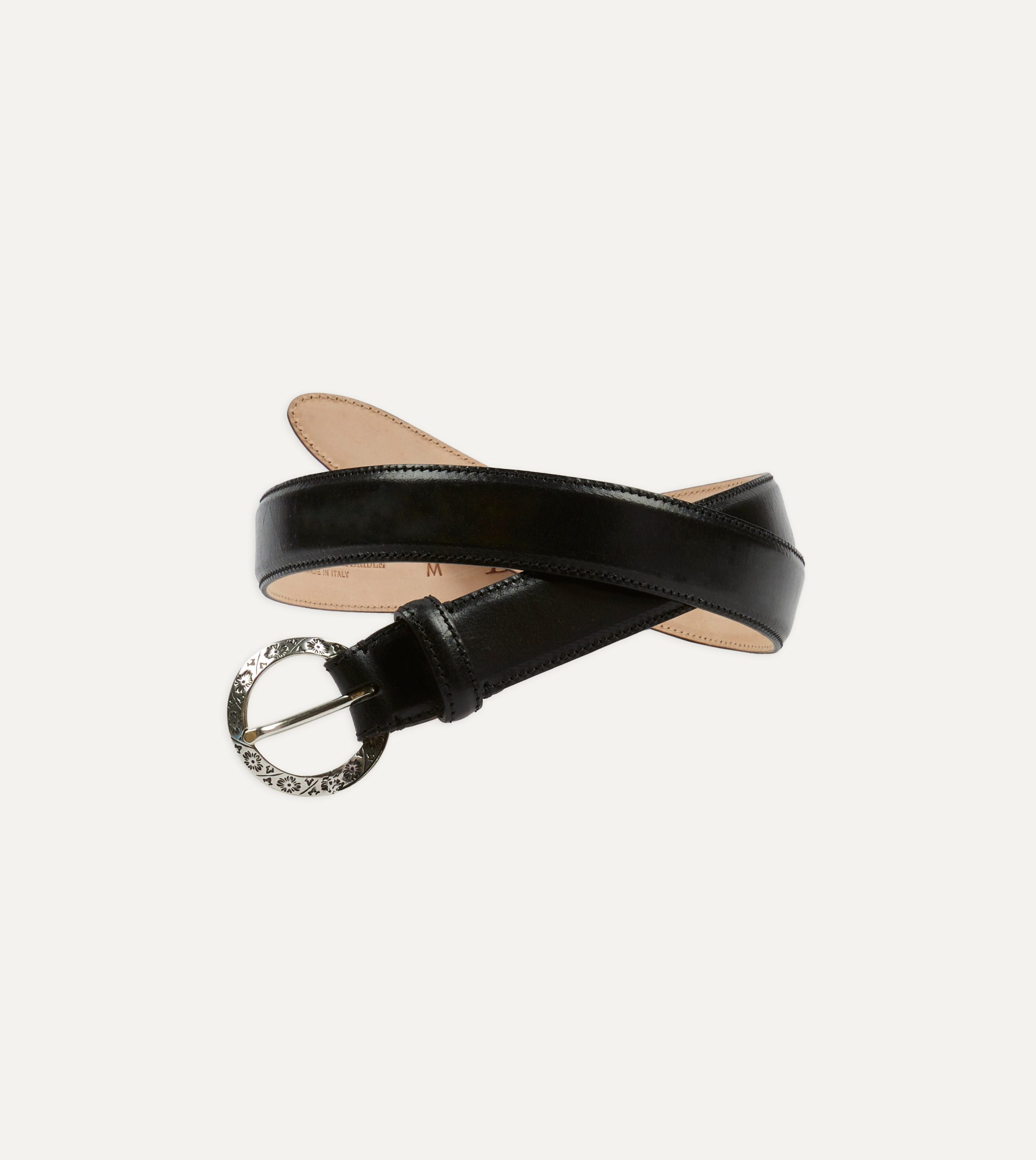 Black Bridle Calf Leather Western Belt - Image 5