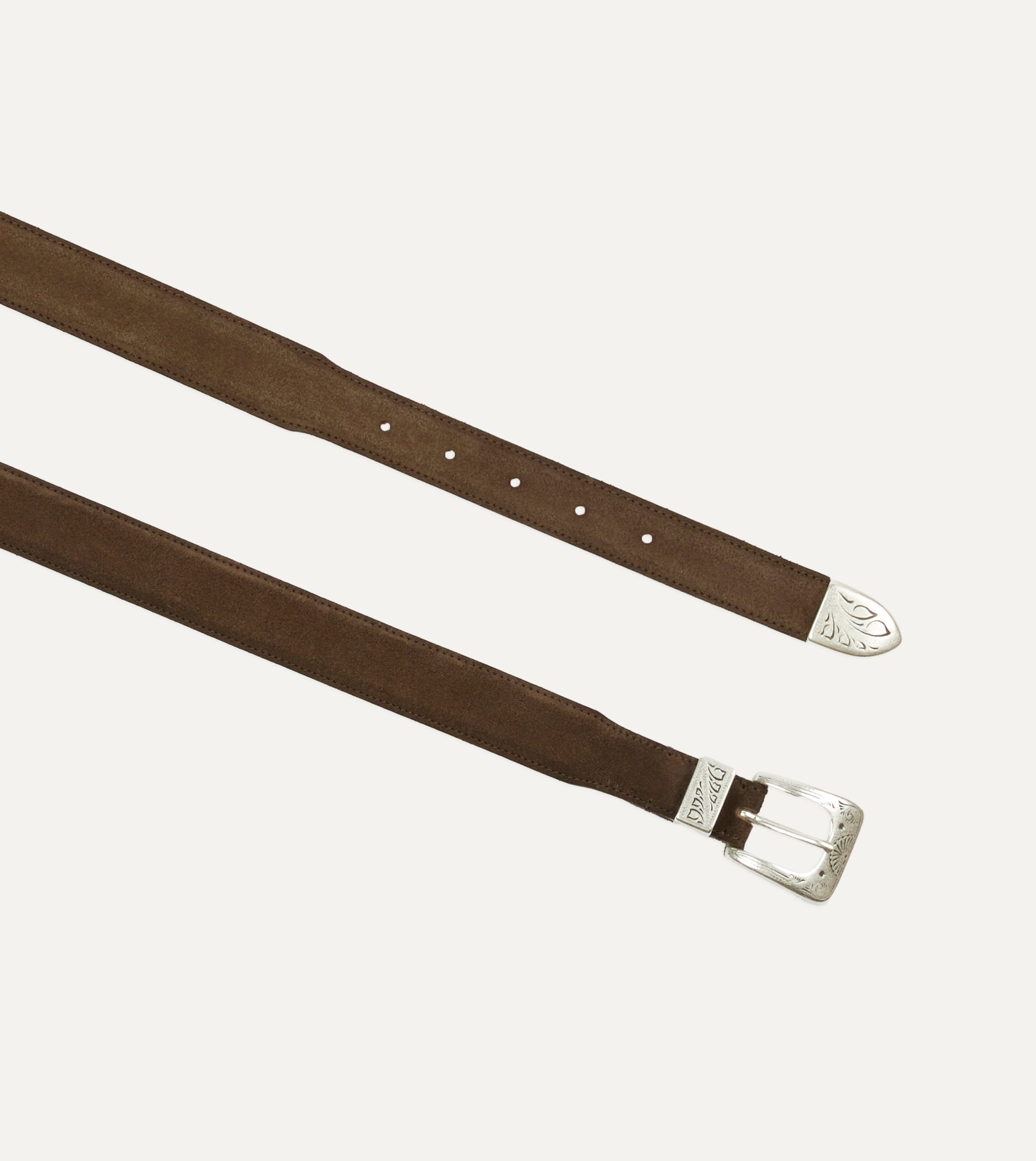 Dark Brown Suede Western Belt - Image 2