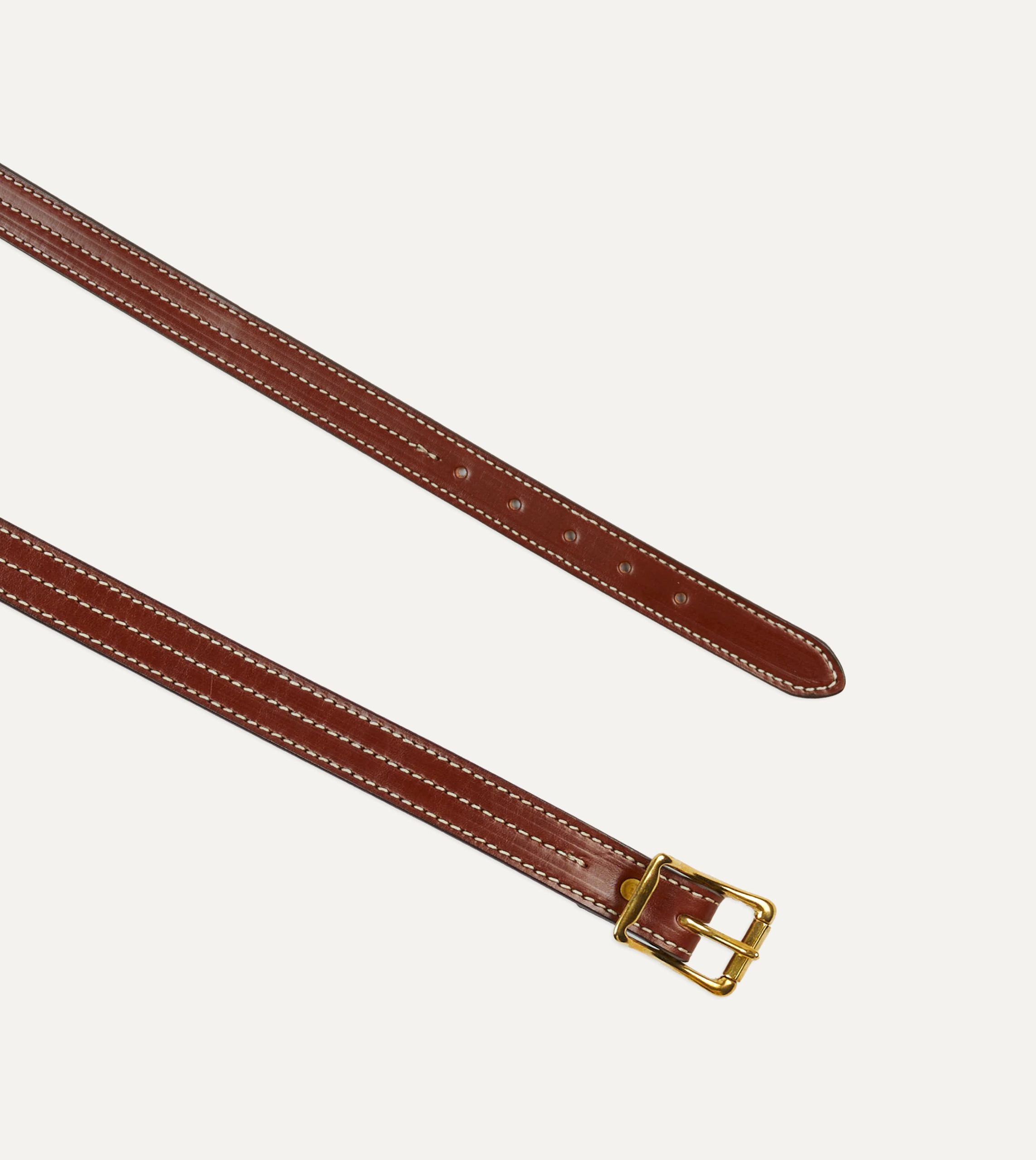 Yuketen Brown Triple Stitched Leather Belt - Image 2