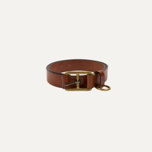 Yuketen Buck Brown Stitched D-Ring Belt