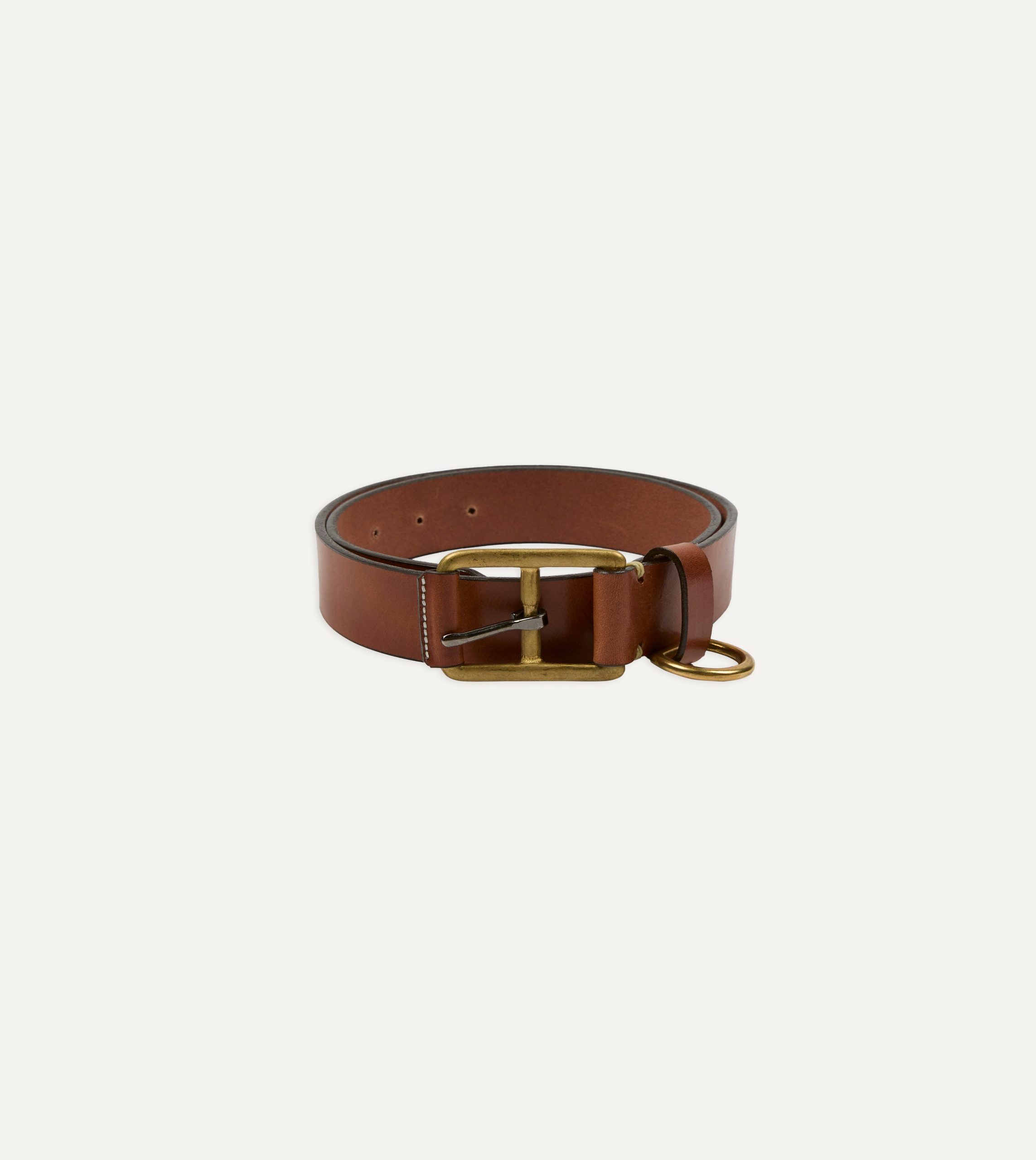 Yuketen Buck Brown Stitched D-Ring Belt