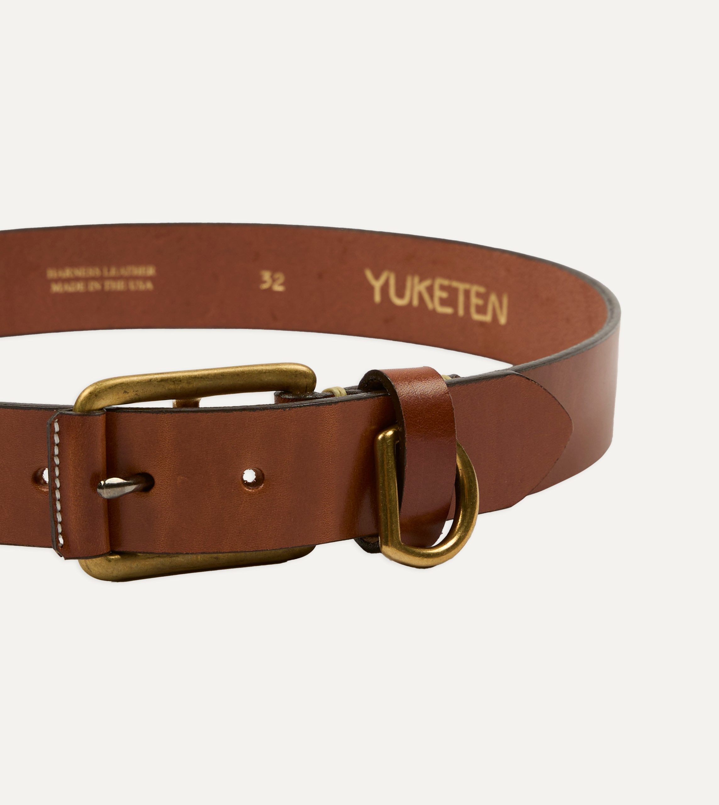 Yuketen Buck Brown Stitched D-Ring Belt - Image 3