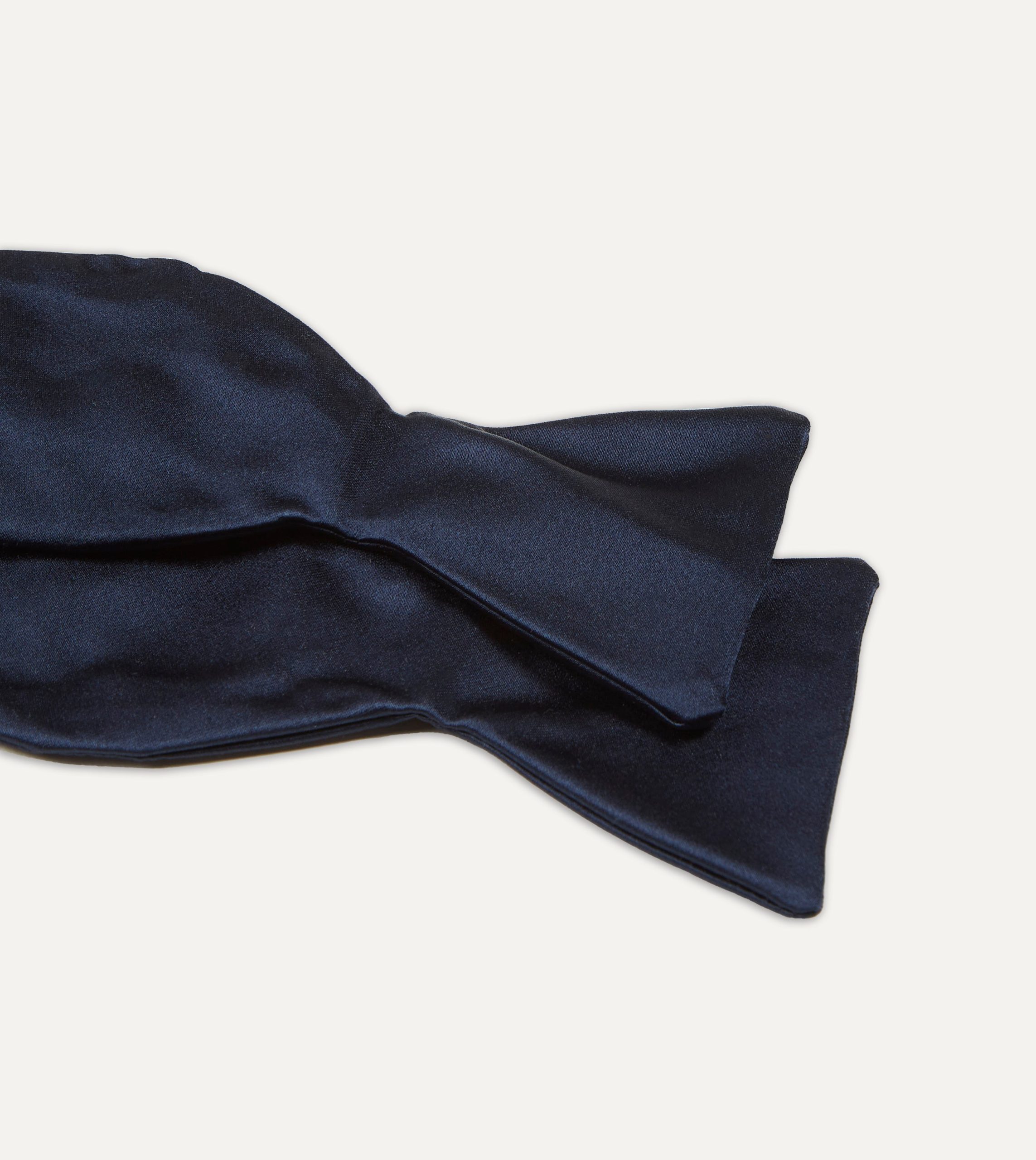 Navy Self-Tie Satin Butterfly Bow Tie - Image 2