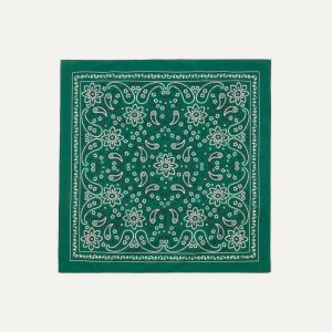 Green Paisley Print Cotton Bandana