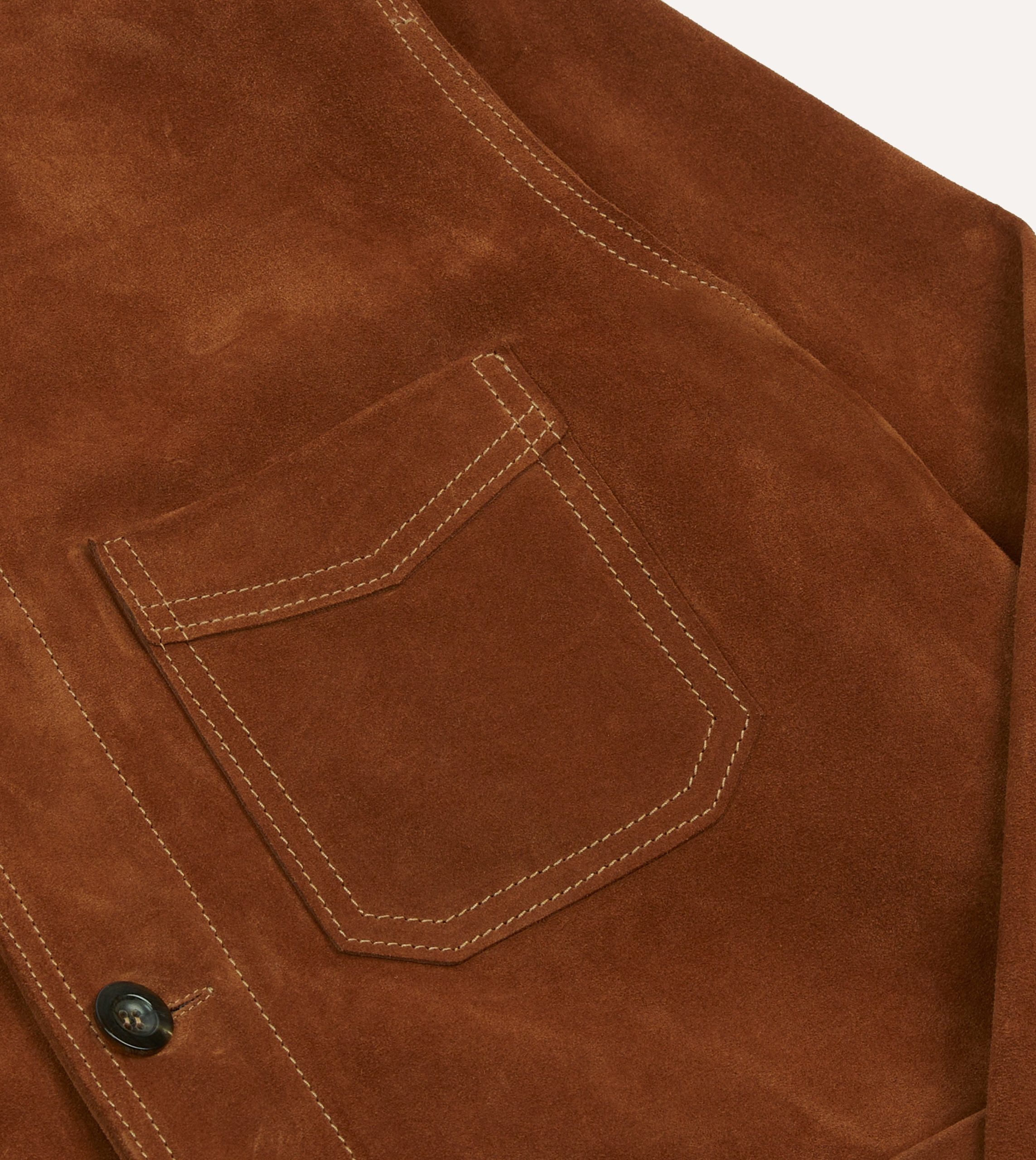 Rust Heavyweight Suede Five-Pocket Chore Jacket - Image 4