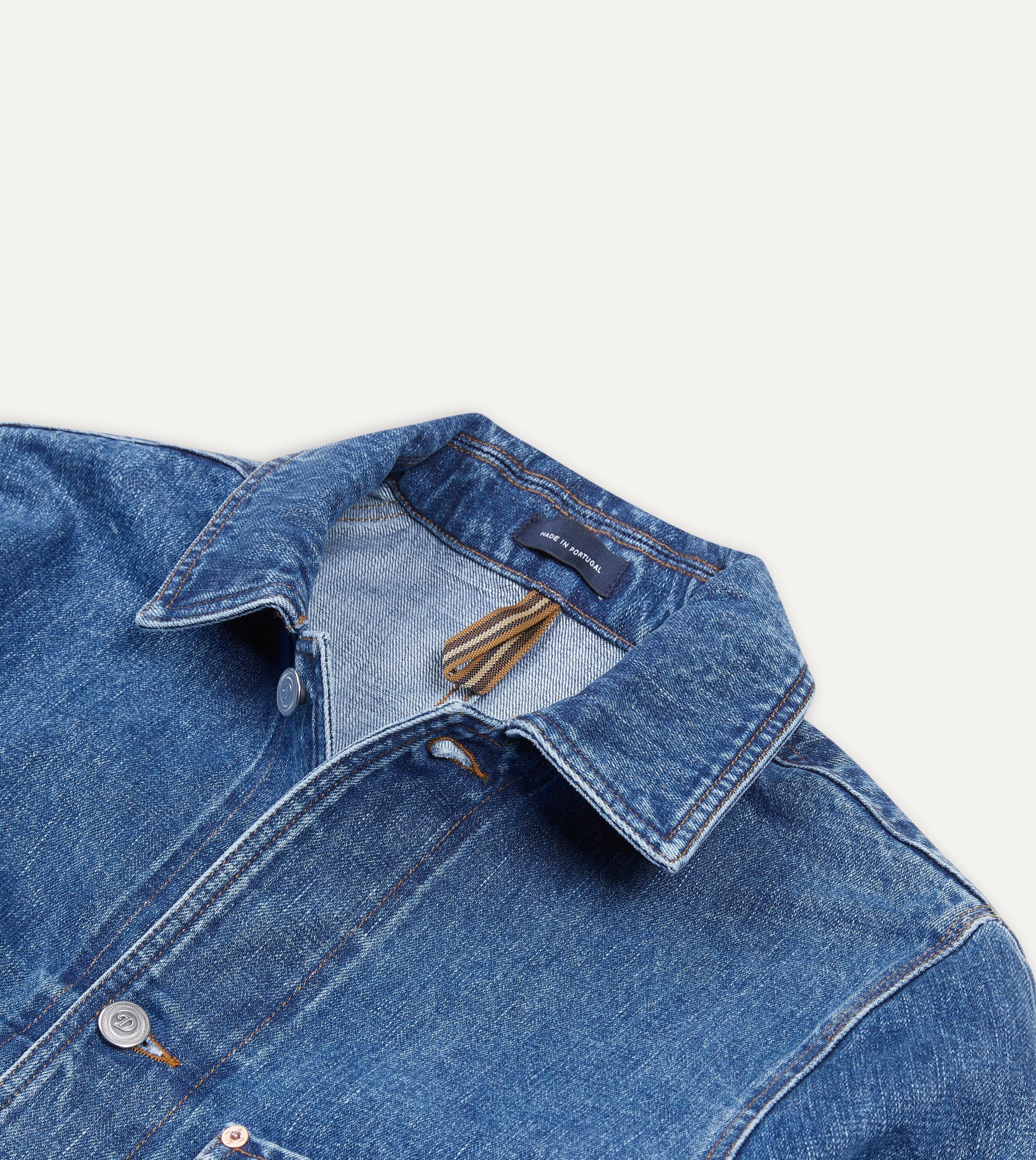 Bleach Wash Selvedge Denim Five-Pocket Chore Jacket - Image 3