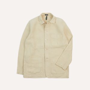 Ecru Linen Five-Pocket Chore Jacket