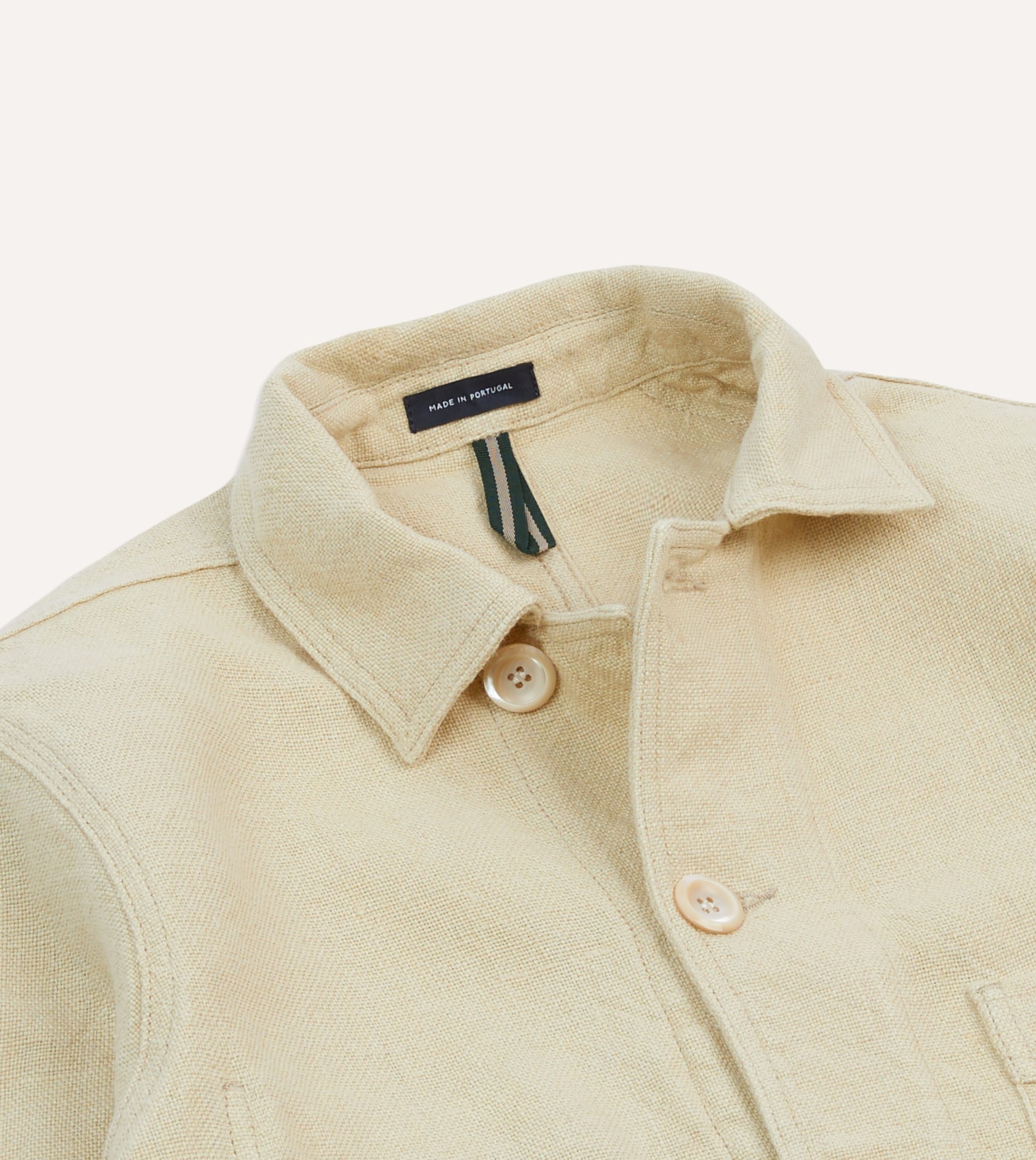 Ecru Linen Five-Pocket Chore Jacket - Image 3