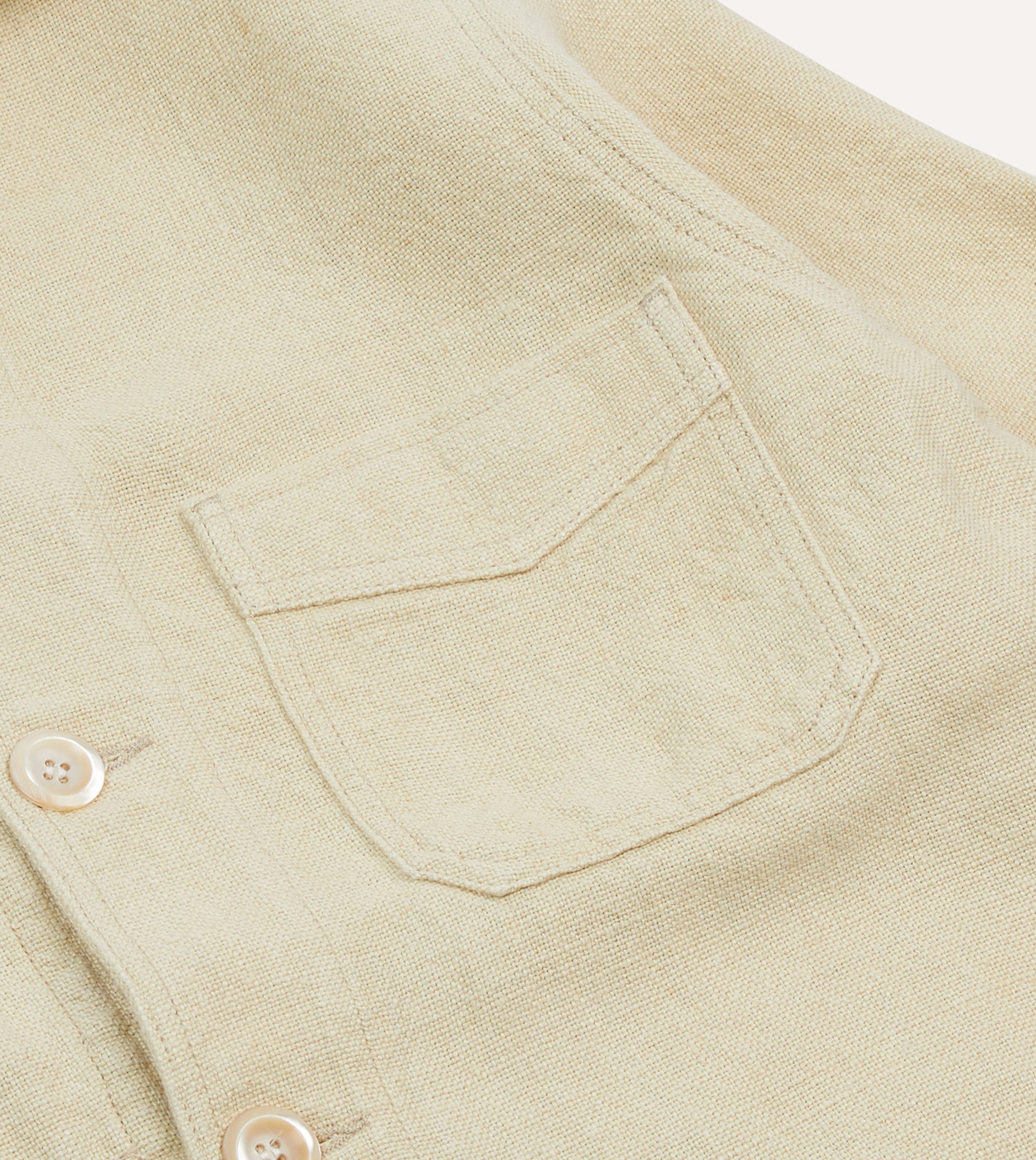 Ecru Linen Five-Pocket Chore Jacket - Image 4