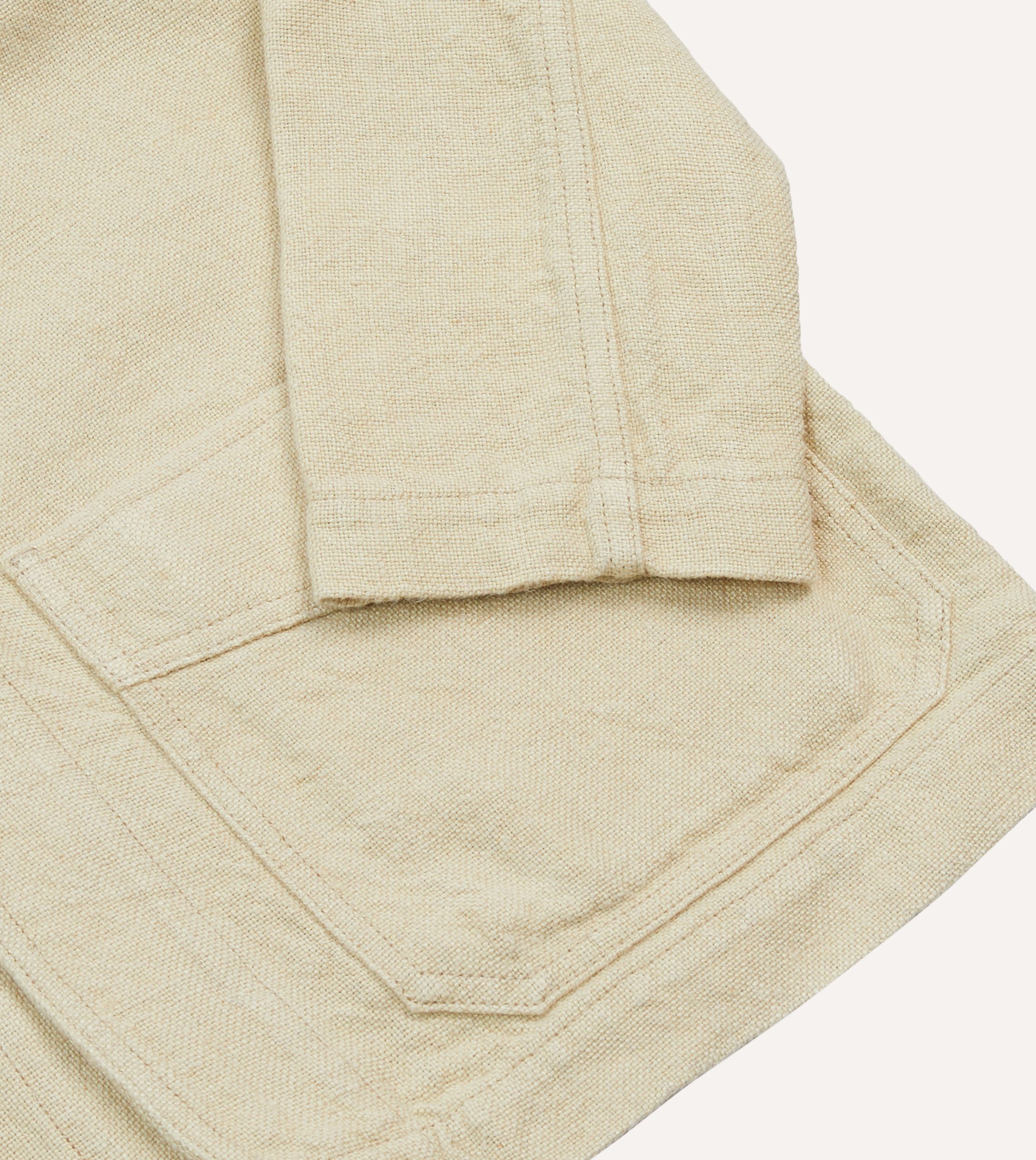 Ecru Linen Five-Pocket Chore Jacket - Image 5
