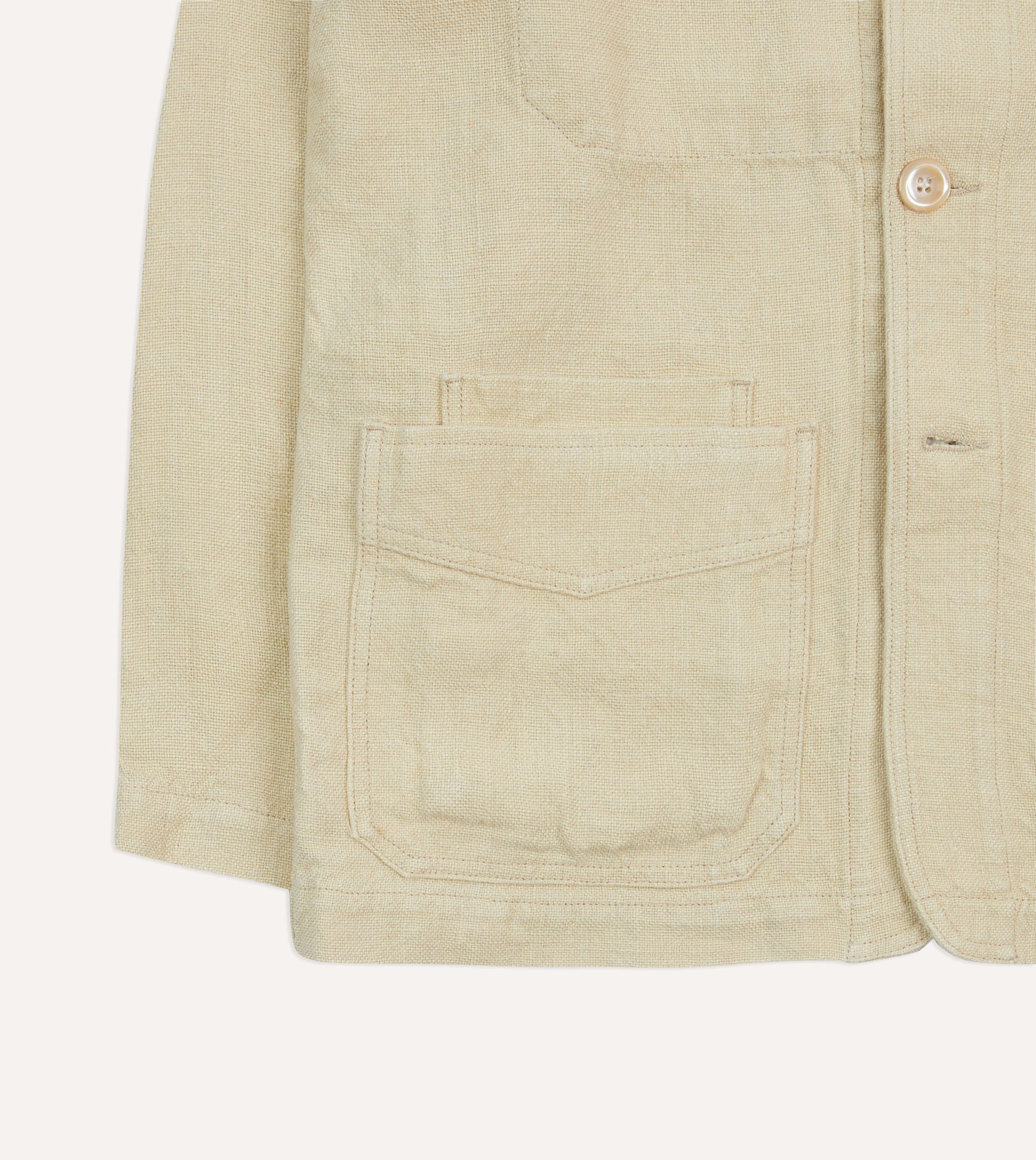 Ecru Linen Five-Pocket Chore Jacket - Image 6