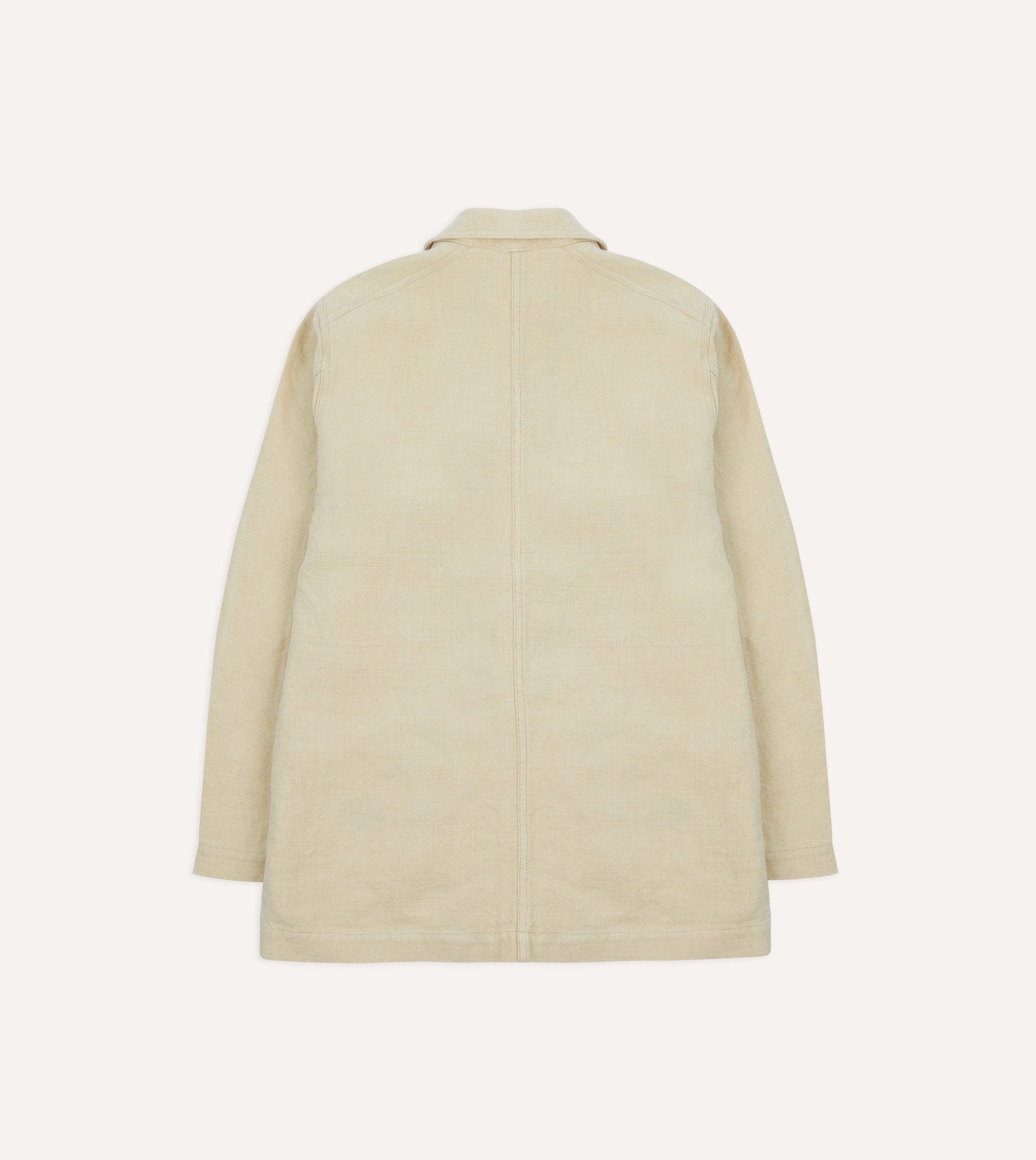 Ecru Linen Five-Pocket Chore Jacket - Image 8