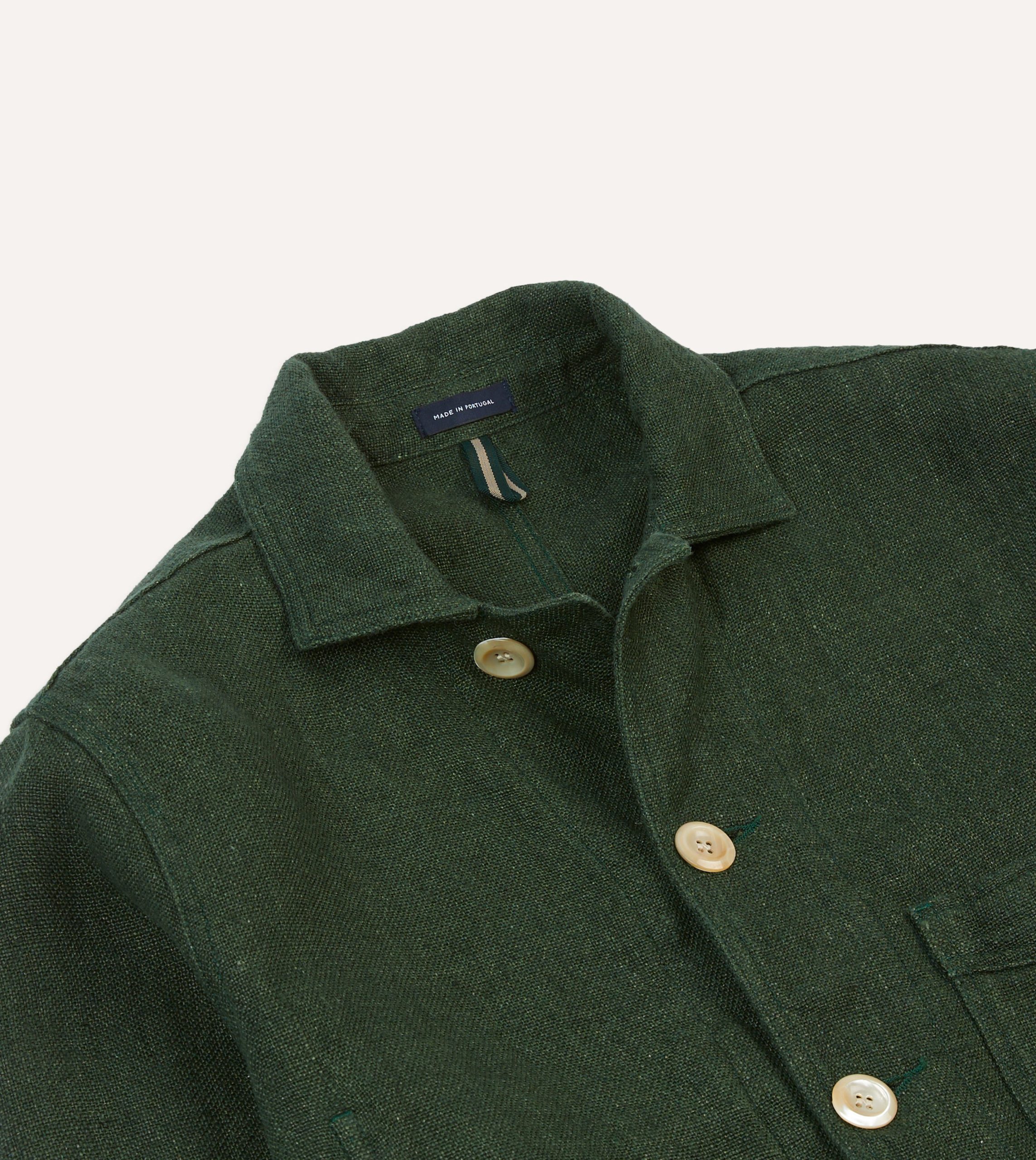 Green Linen Five-Pocket Chore Jacket - Image 3