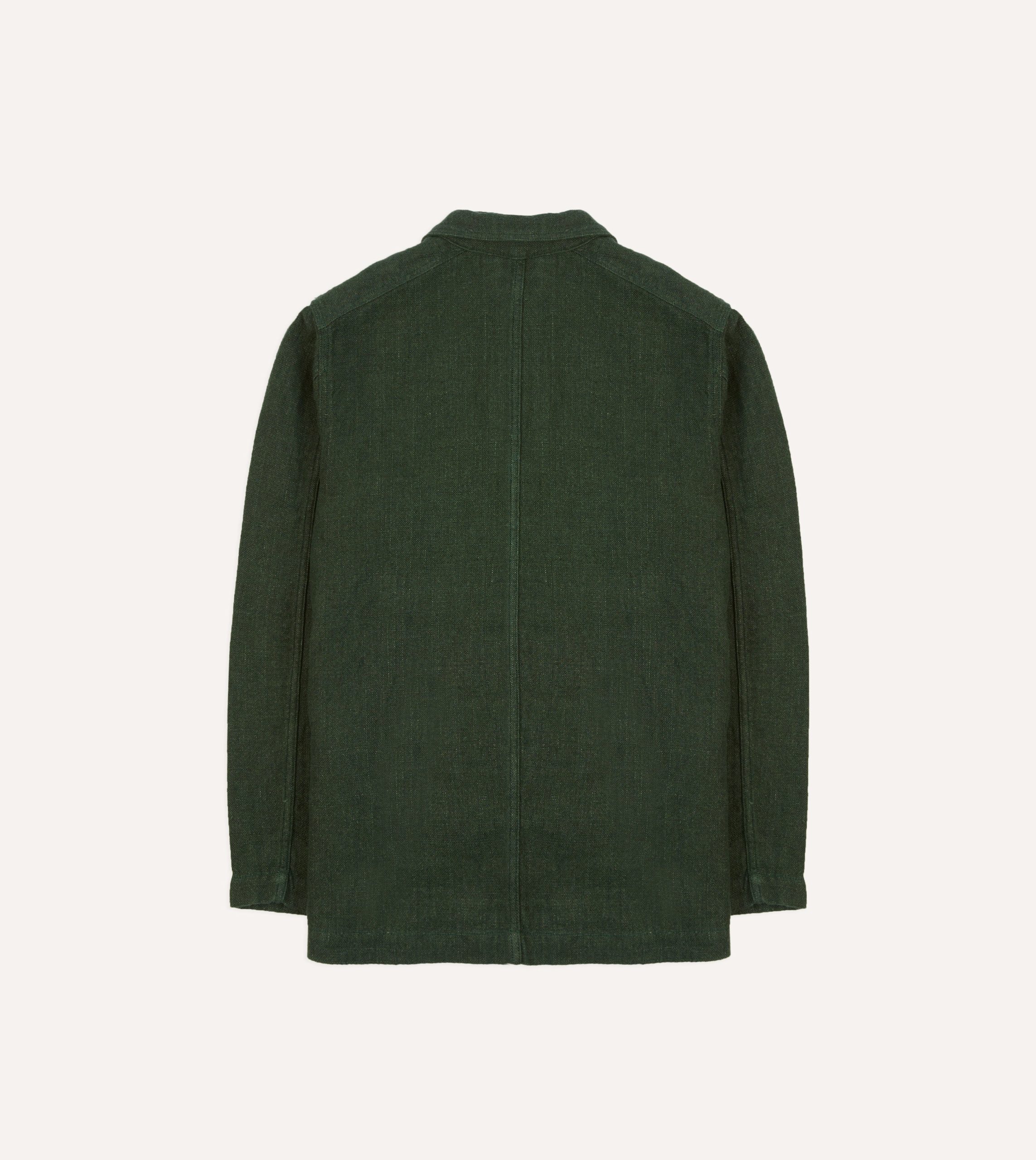 Green Linen Five-Pocket Chore Jacket - Image 8