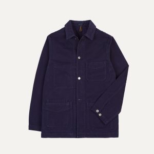 French Blue Heavy Twill Cotton Five-Pocket Chore Jacket