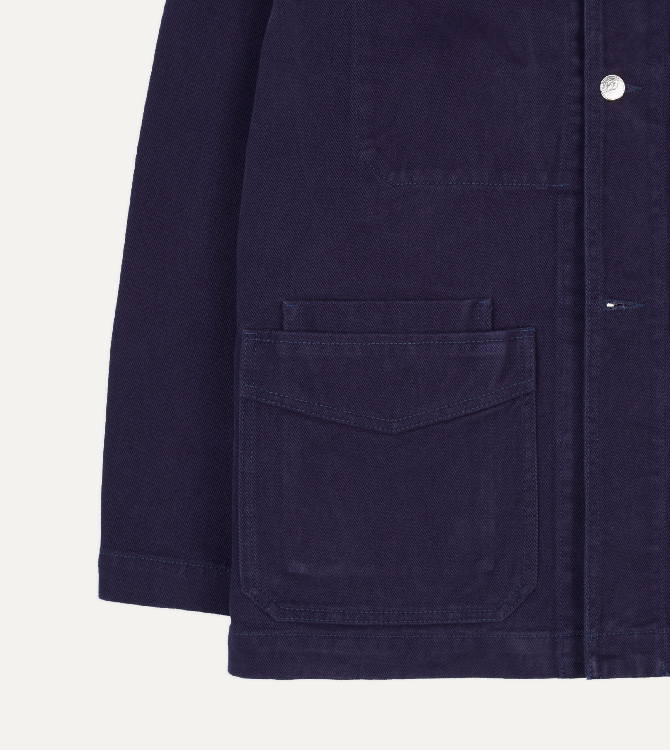 French Blue Heavy Twill Cotton Five-Pocket Chore Jacket - Image 6