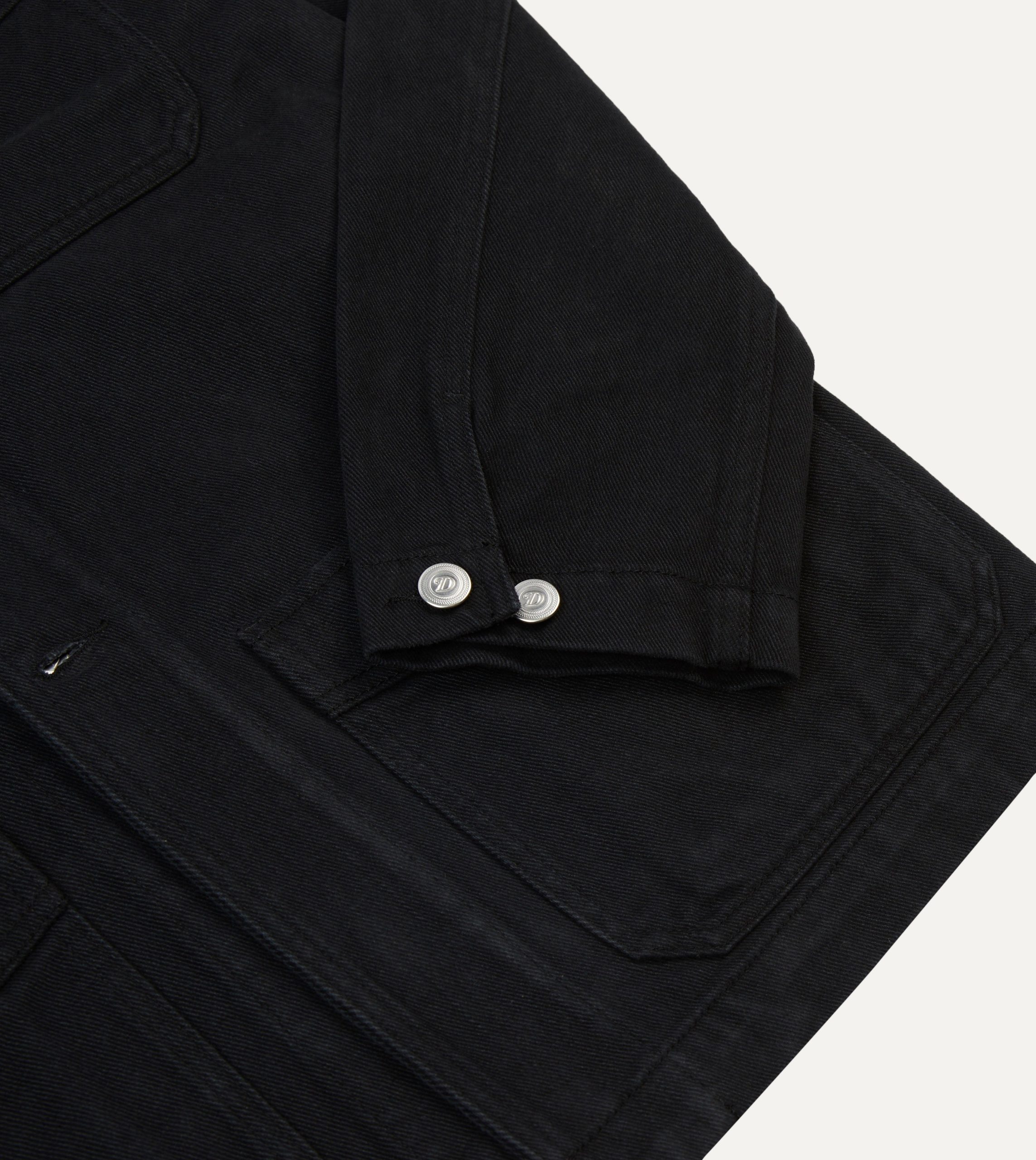 Black Heavy Twill Cotton Five-Pocket Chore Jacket - Image 5