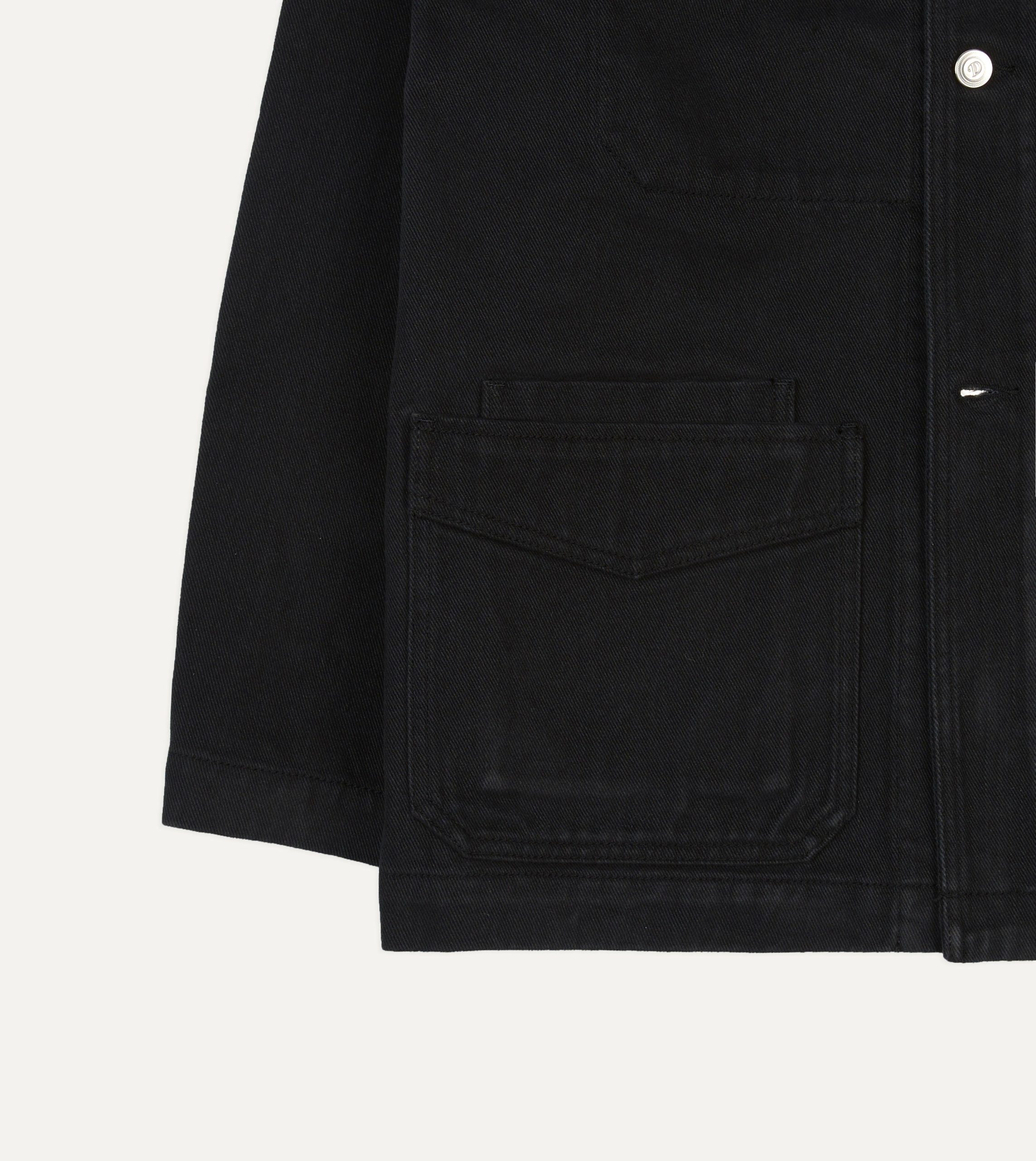 Black Heavy Twill Cotton Five-Pocket Chore Jacket - Image 6