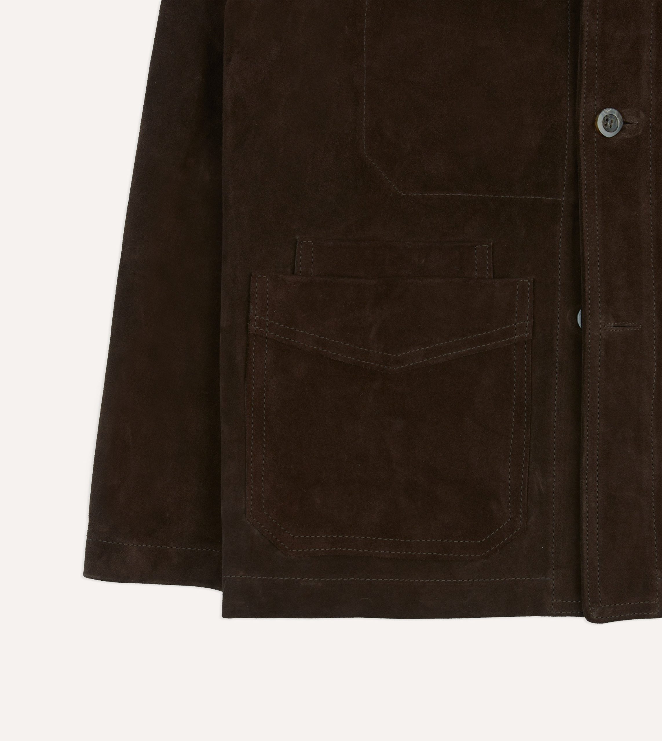 Chocolate Brown Heavyweight Suede Five-Pocket Chore Jacket - Image 6
