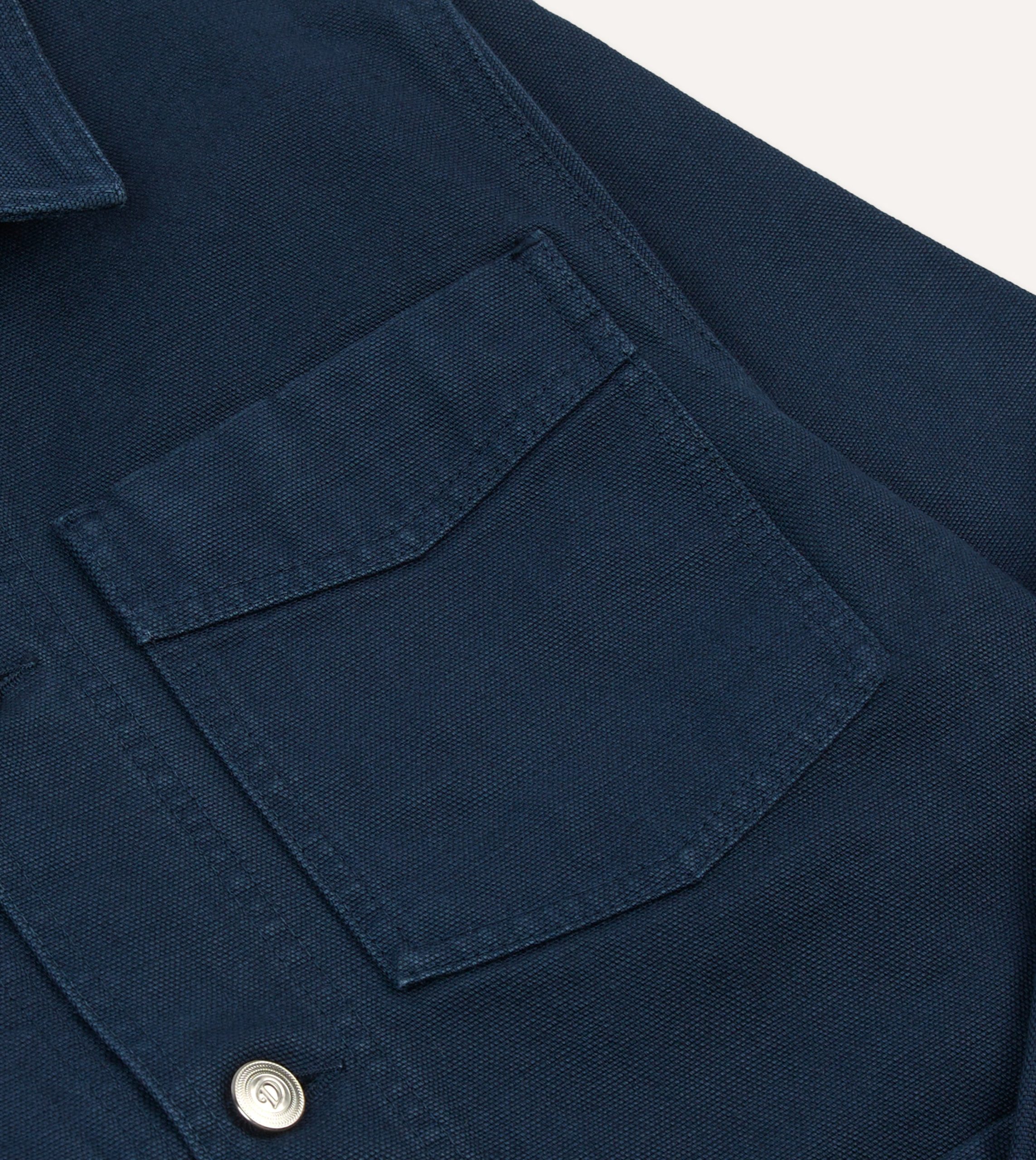 Navy Cotton Canvas Work Jacket - Image 4