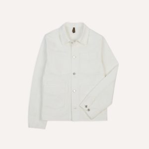 Ecru Cotton Canvas Work Jacket