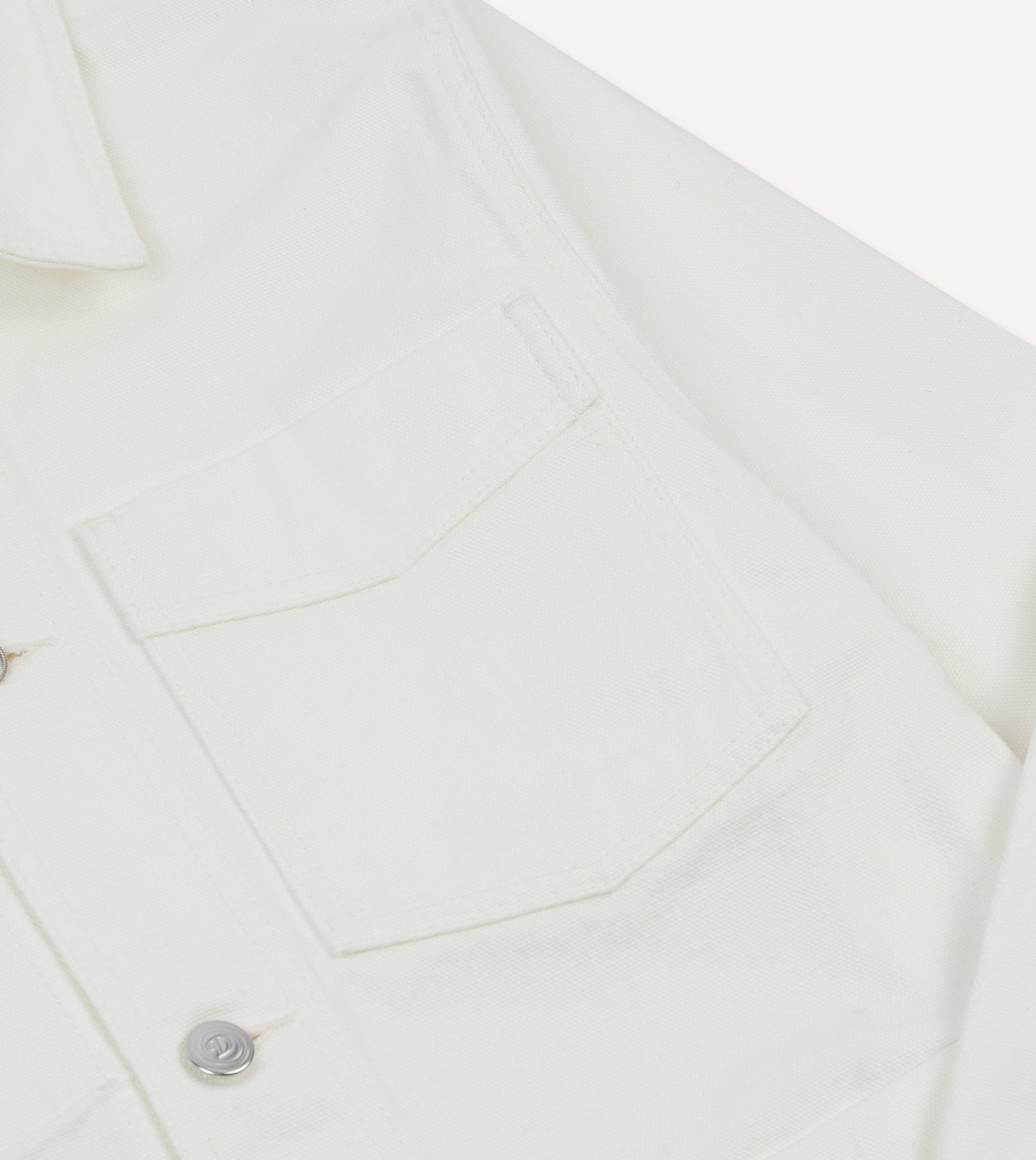 Ecru Cotton Canvas Work Jacket - Image 4