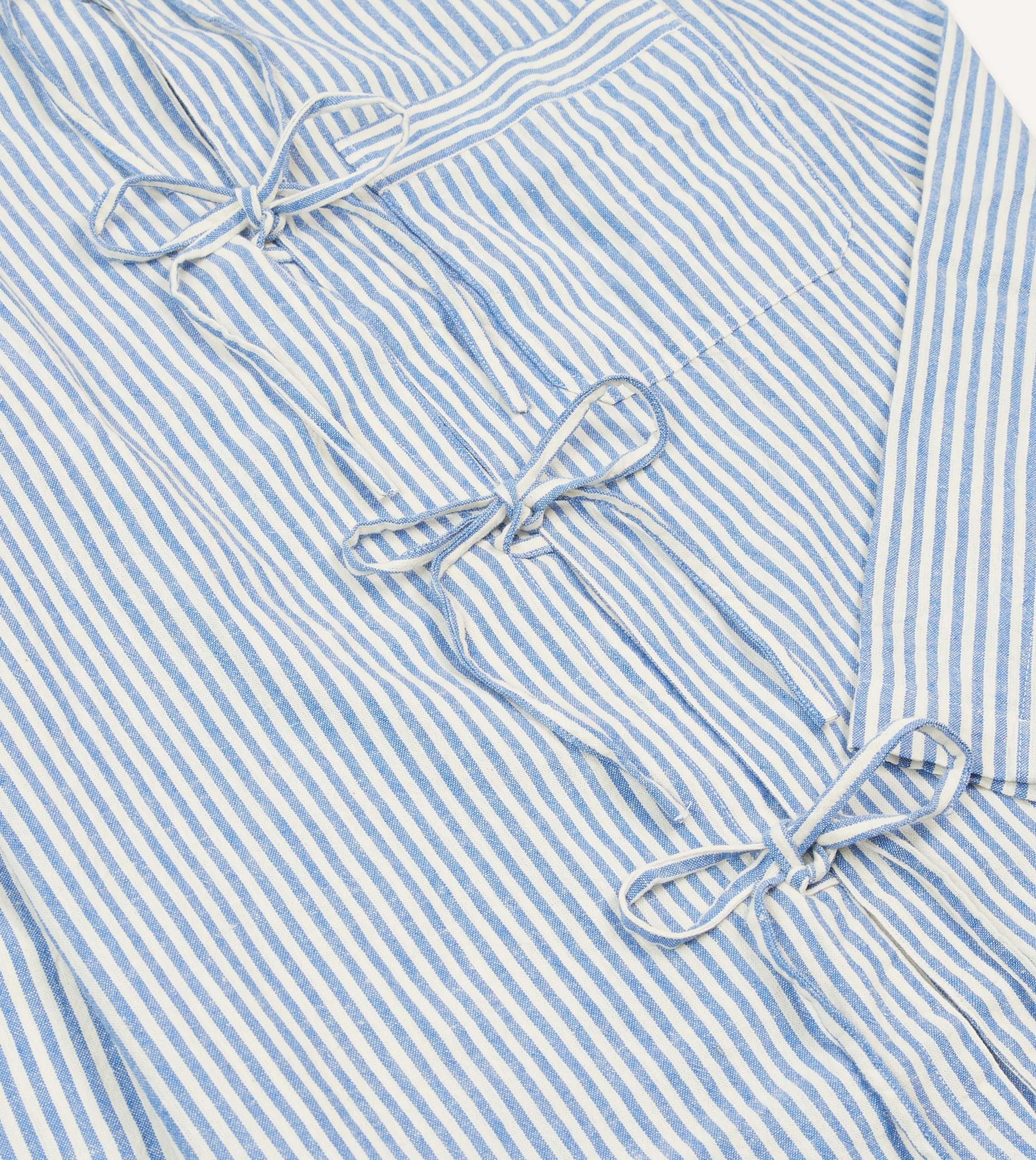 Blue and Ecru Stripe Tie Front Lightweight Overshirt - Image 6