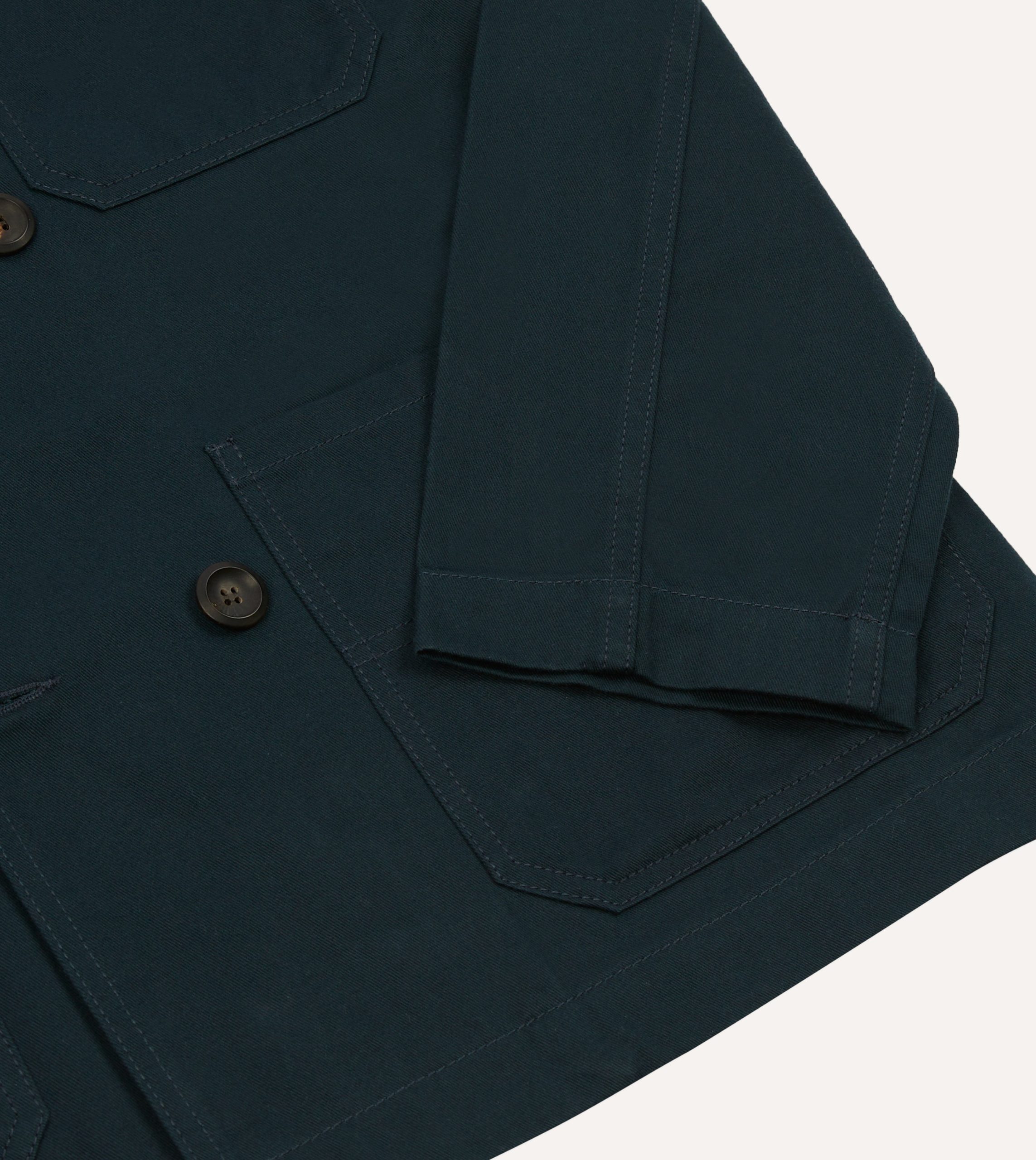 Navy Cotton Double-Breasted Chore Coat - Image 6