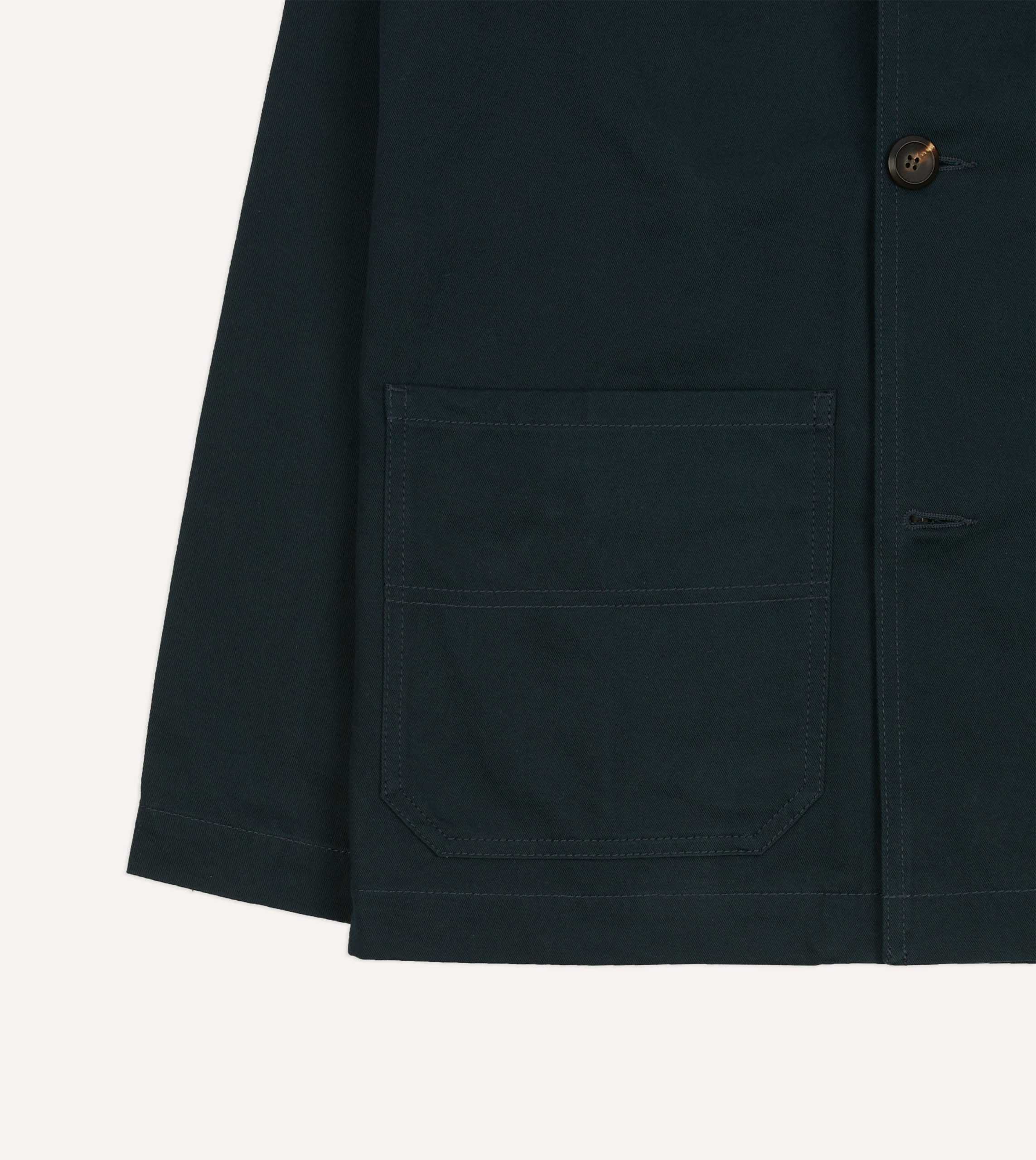 Navy Cotton Double-Breasted Chore Coat - Image 7