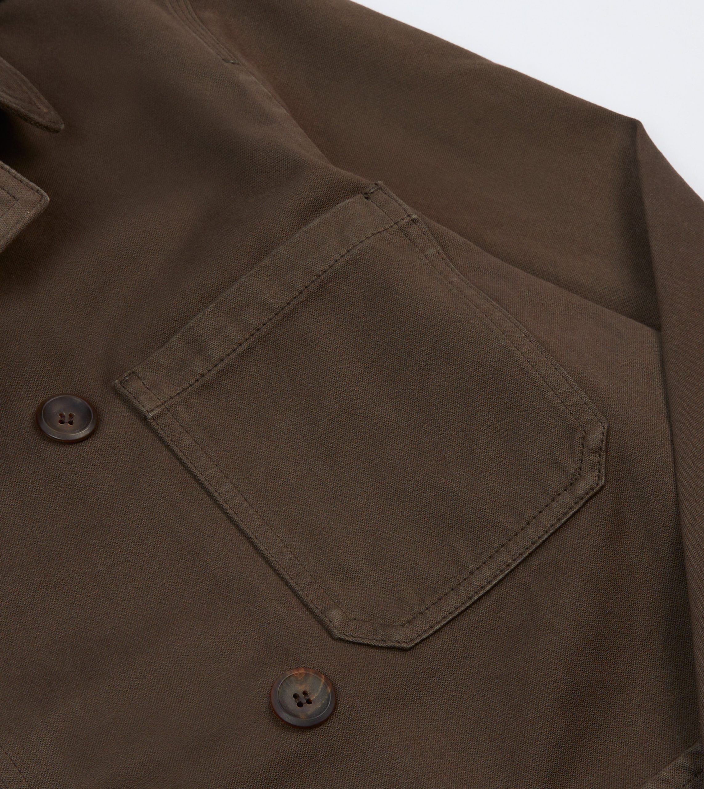 Brown Cotton Double-Breasted Chore Coat - Image 4