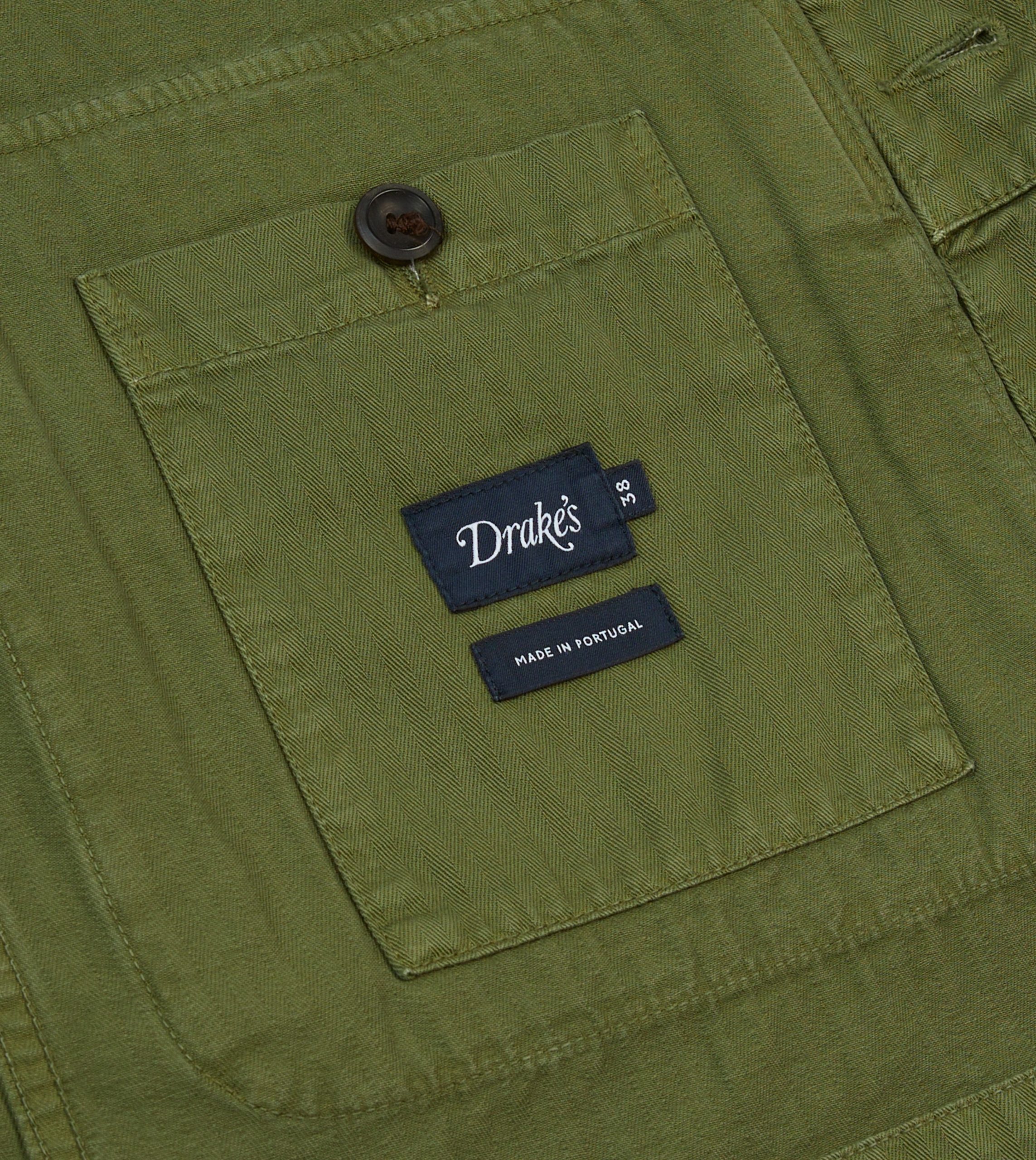 Olive Herringbone Cotton Jungle Jacket - Image 8