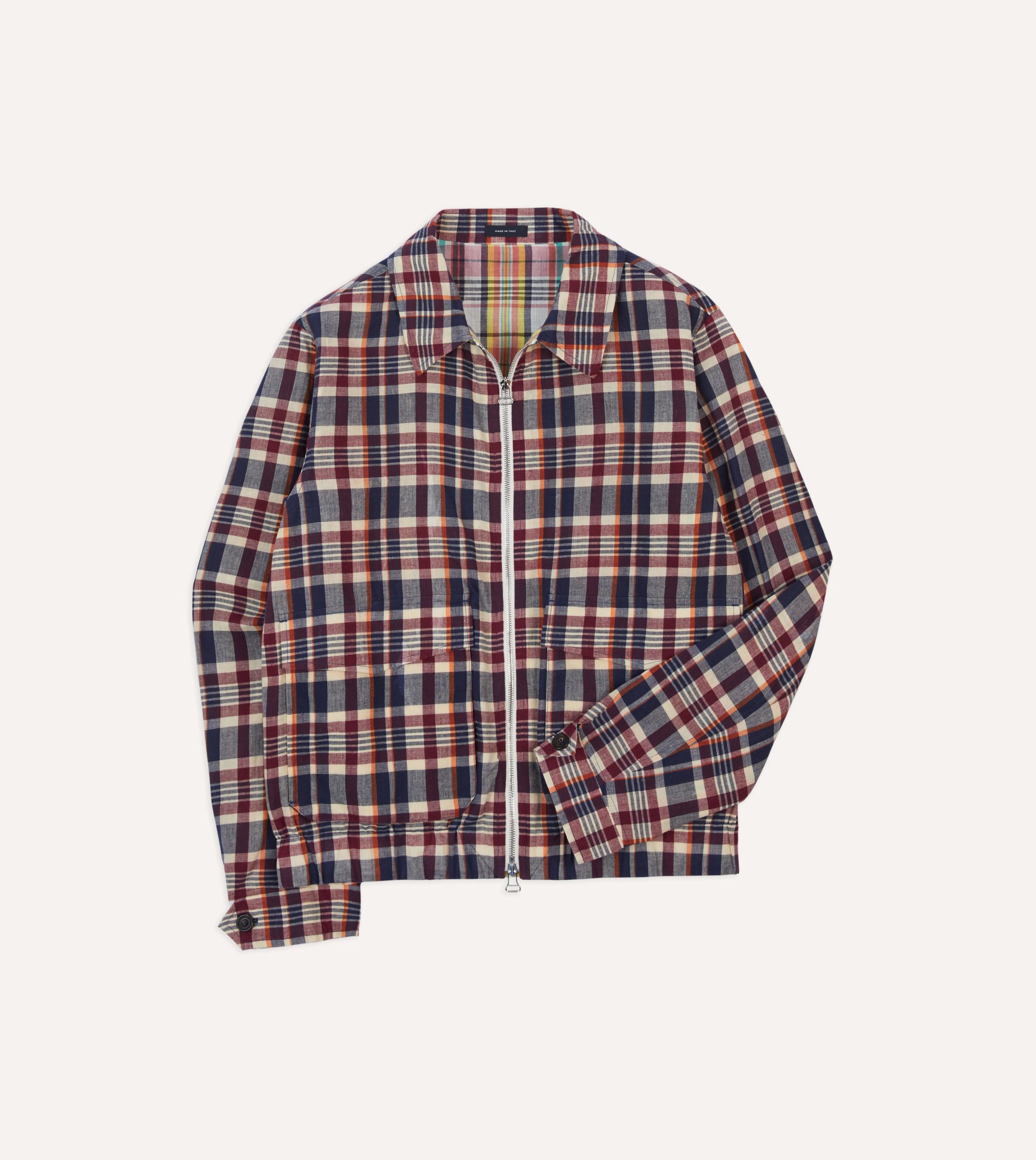 Waxed Madras Cotton Tennis Blouson Jacket