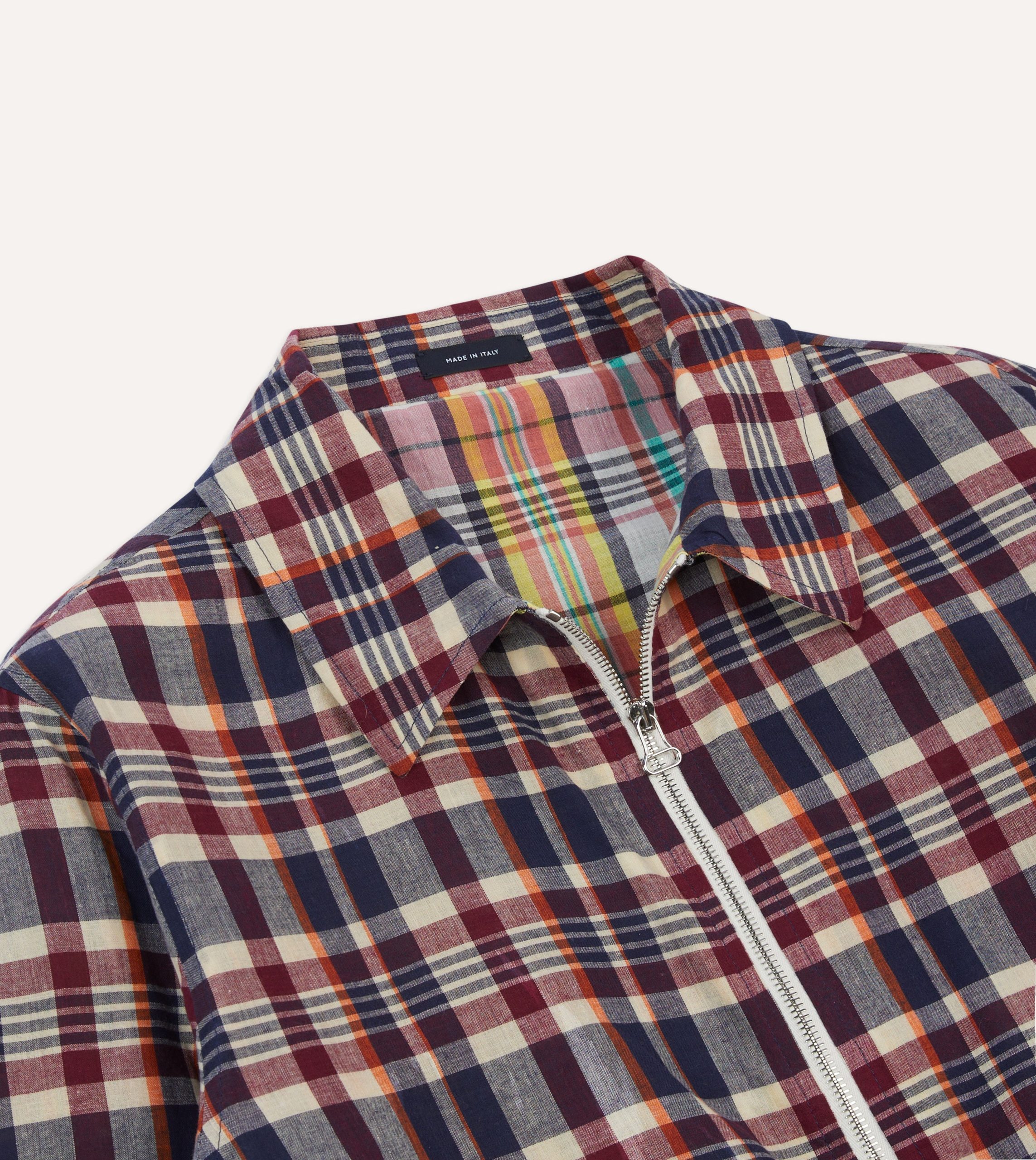 Waxed Madras Cotton Tennis Blouson Jacket - Image 3