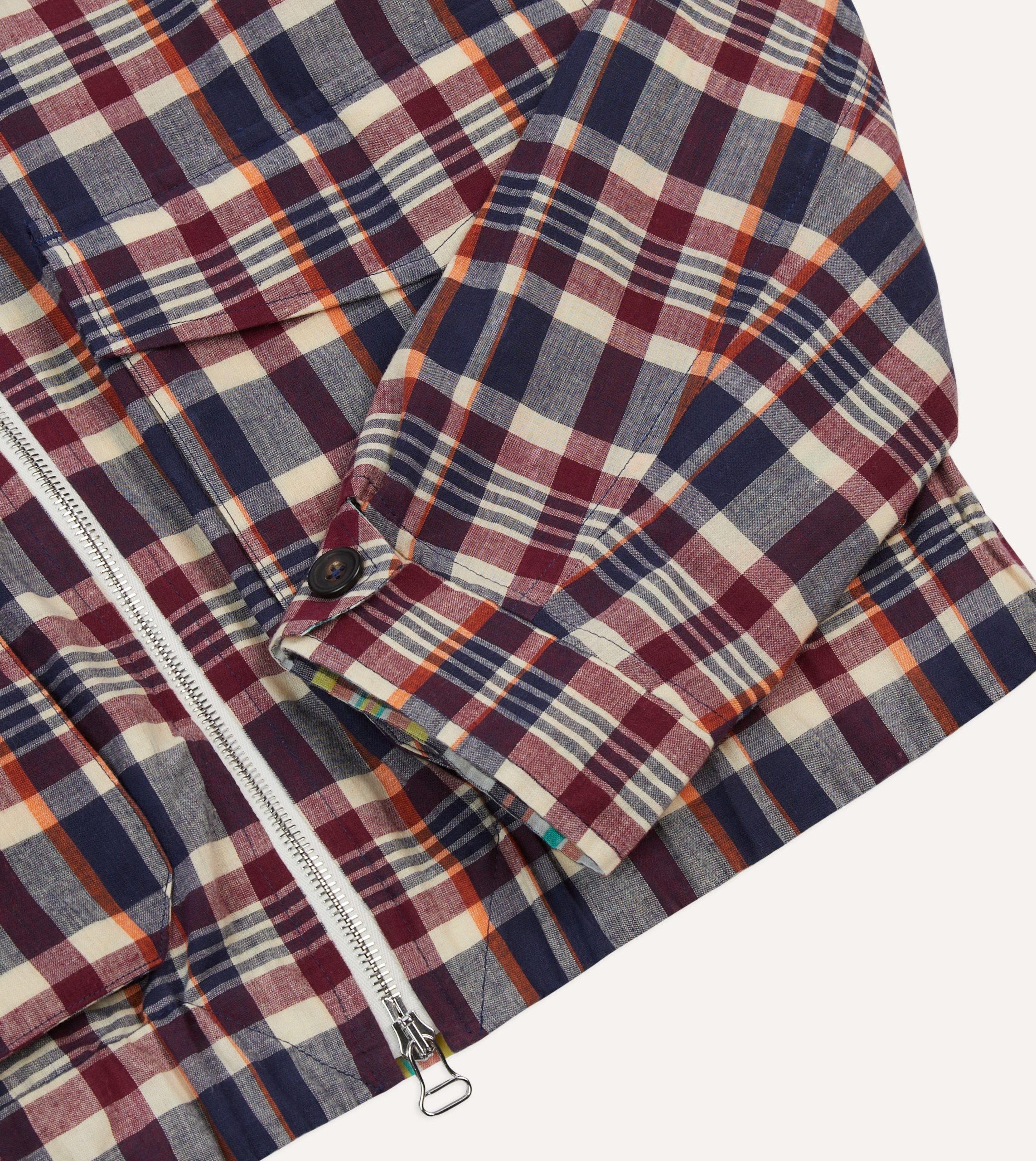 Waxed Madras Cotton Tennis Blouson Jacket - Image 4