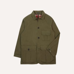 Olive Green Waxed Cotton Canvas Chasseur Jacket