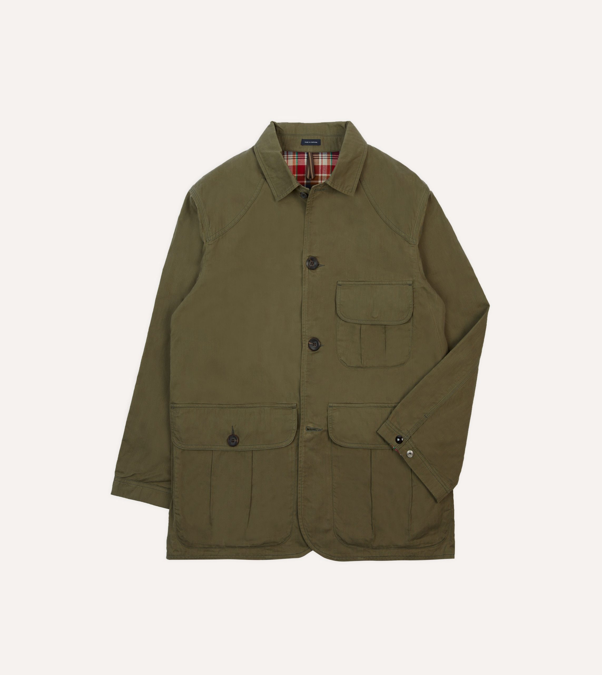 Olive Green Waxed Cotton Canvas Chasseur Jacket