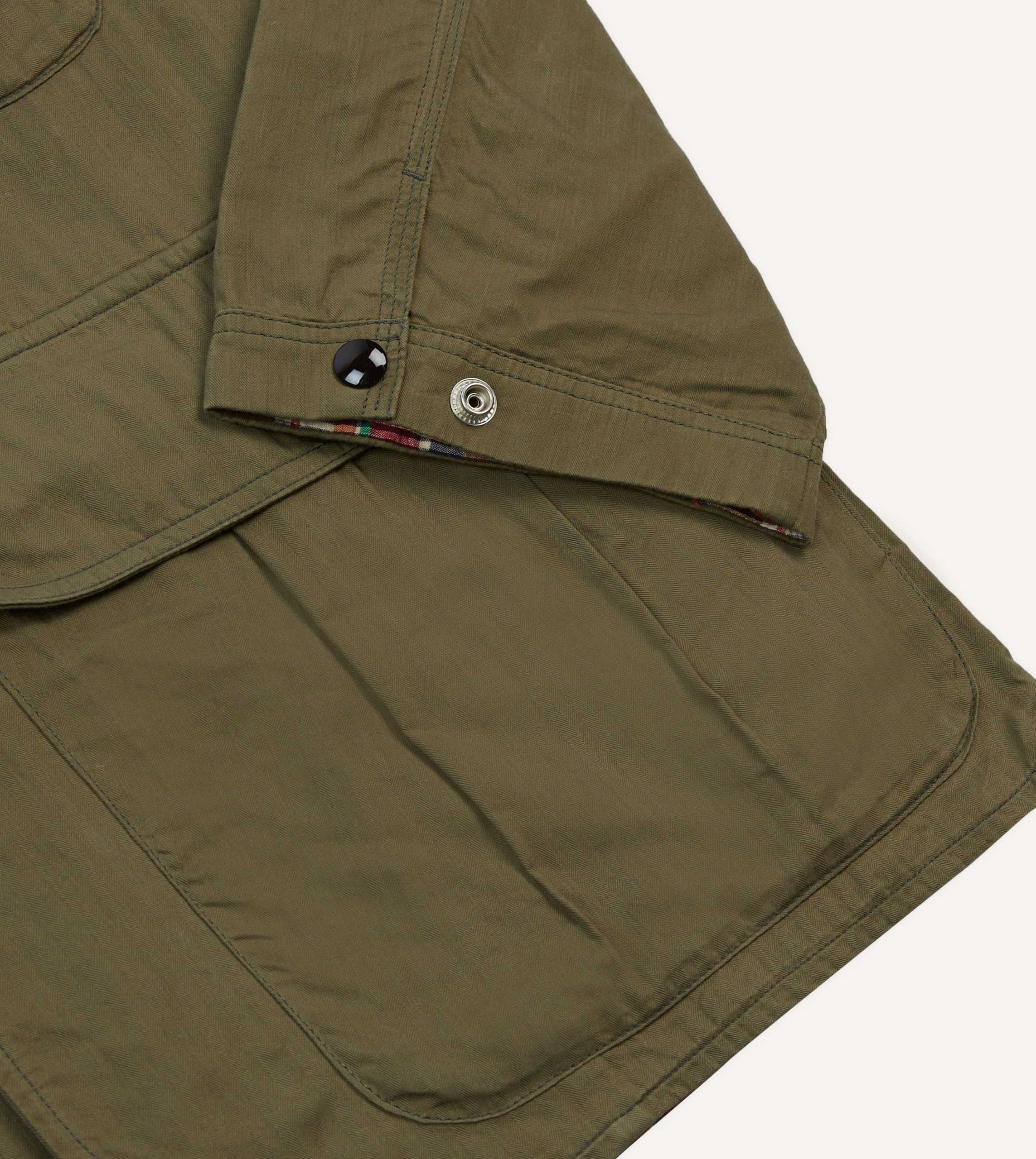 Olive Green Waxed Cotton Canvas Chasseur Jacket - Image 5