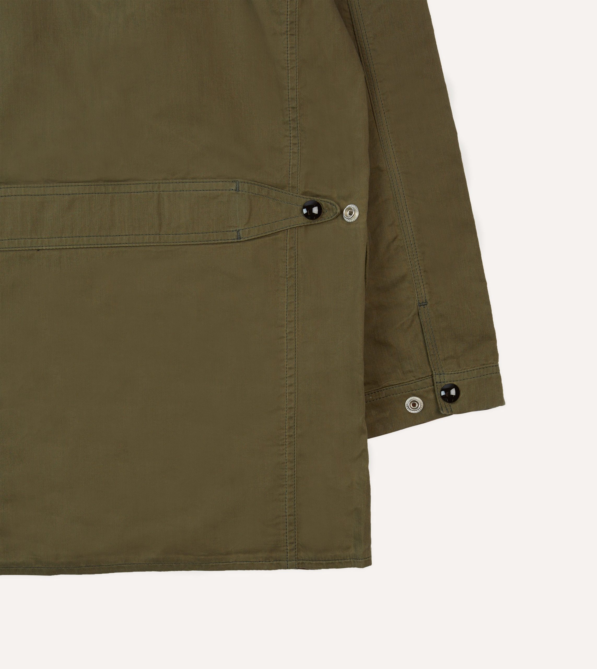 Olive Green Waxed Cotton Canvas Chasseur Jacket - Image 7