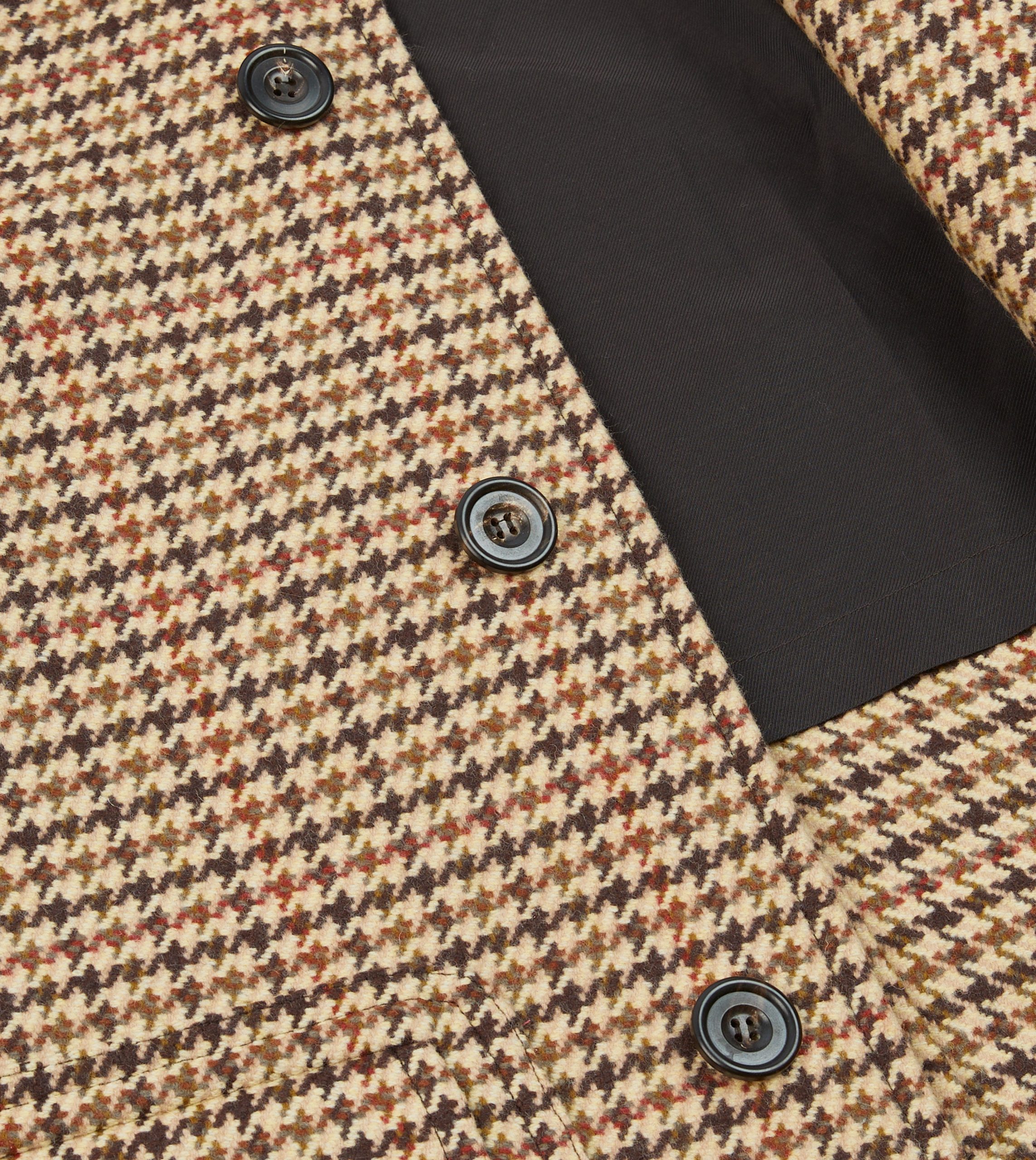 Brown Houndstooth Check Wool Raglan Coat - Image 6