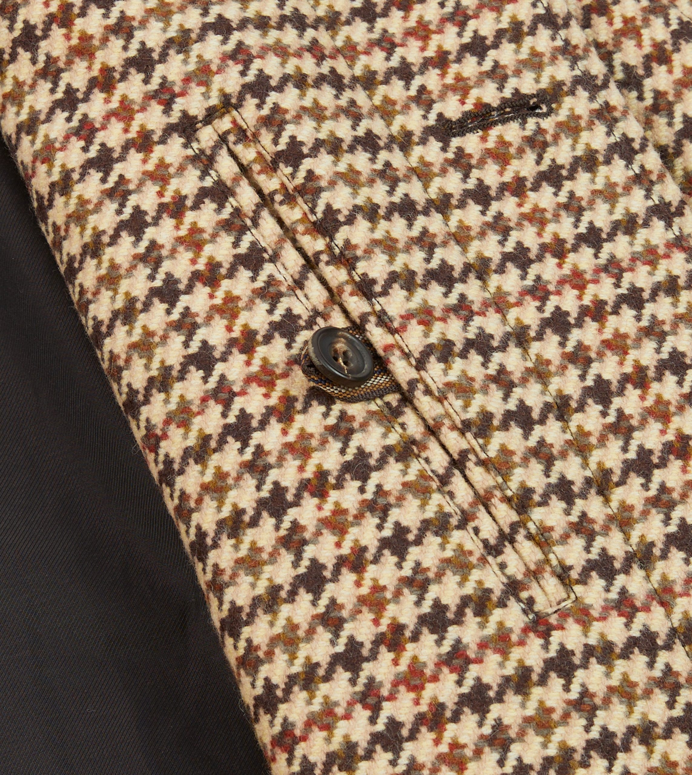 Brown Houndstooth Check Wool Raglan Coat - Image 7