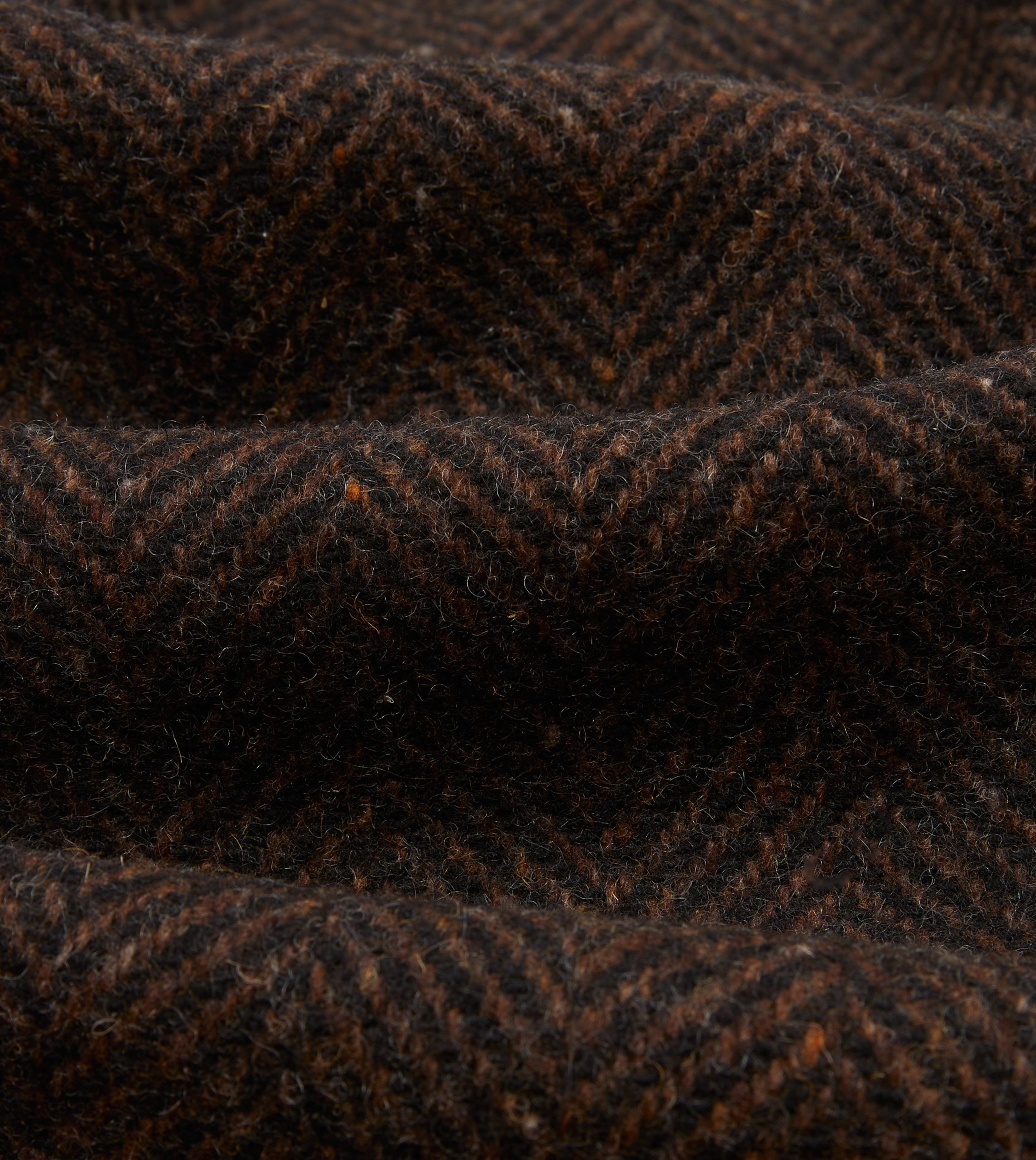 Brown Herringbone Wool Raglan Coat - Image 2