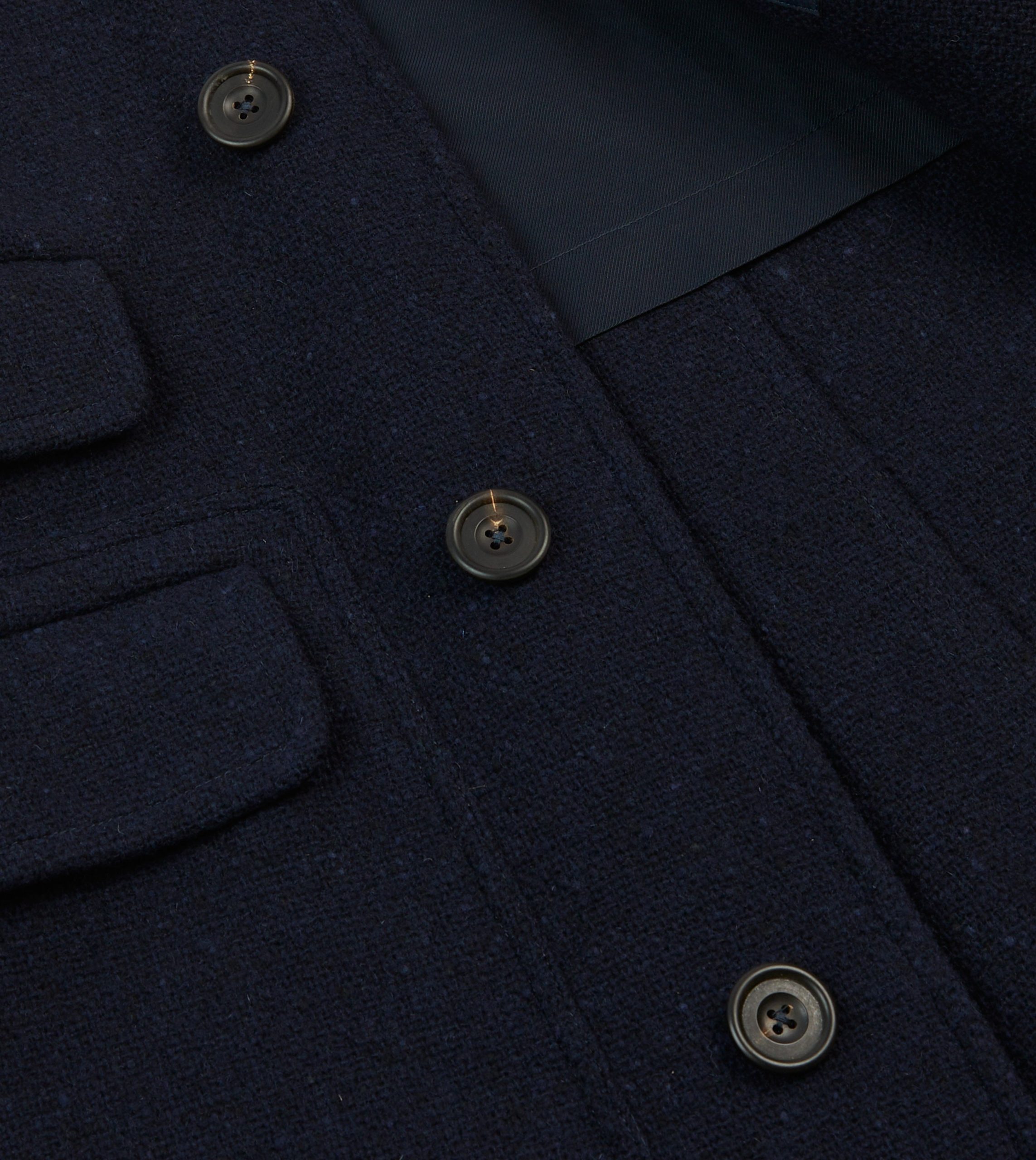 Navy Donegal Wool Raglan Coat - Image 6