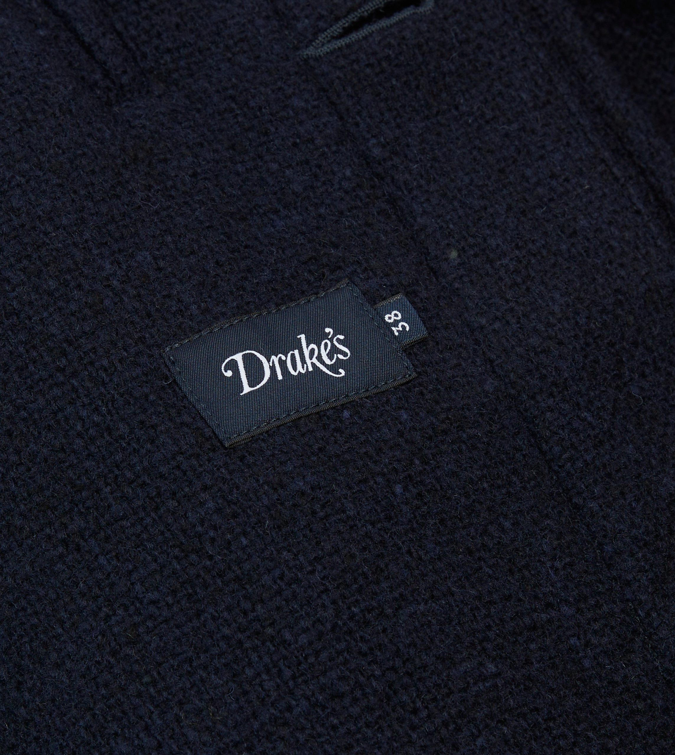 Navy Donegal Wool Raglan Coat - Image 8