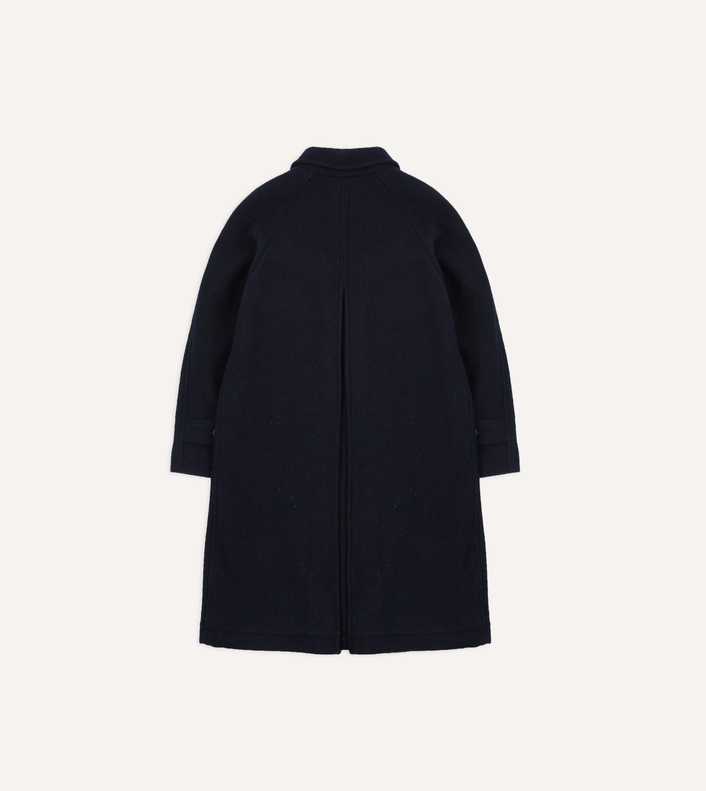Navy Donegal Wool Raglan Coat - Image 9